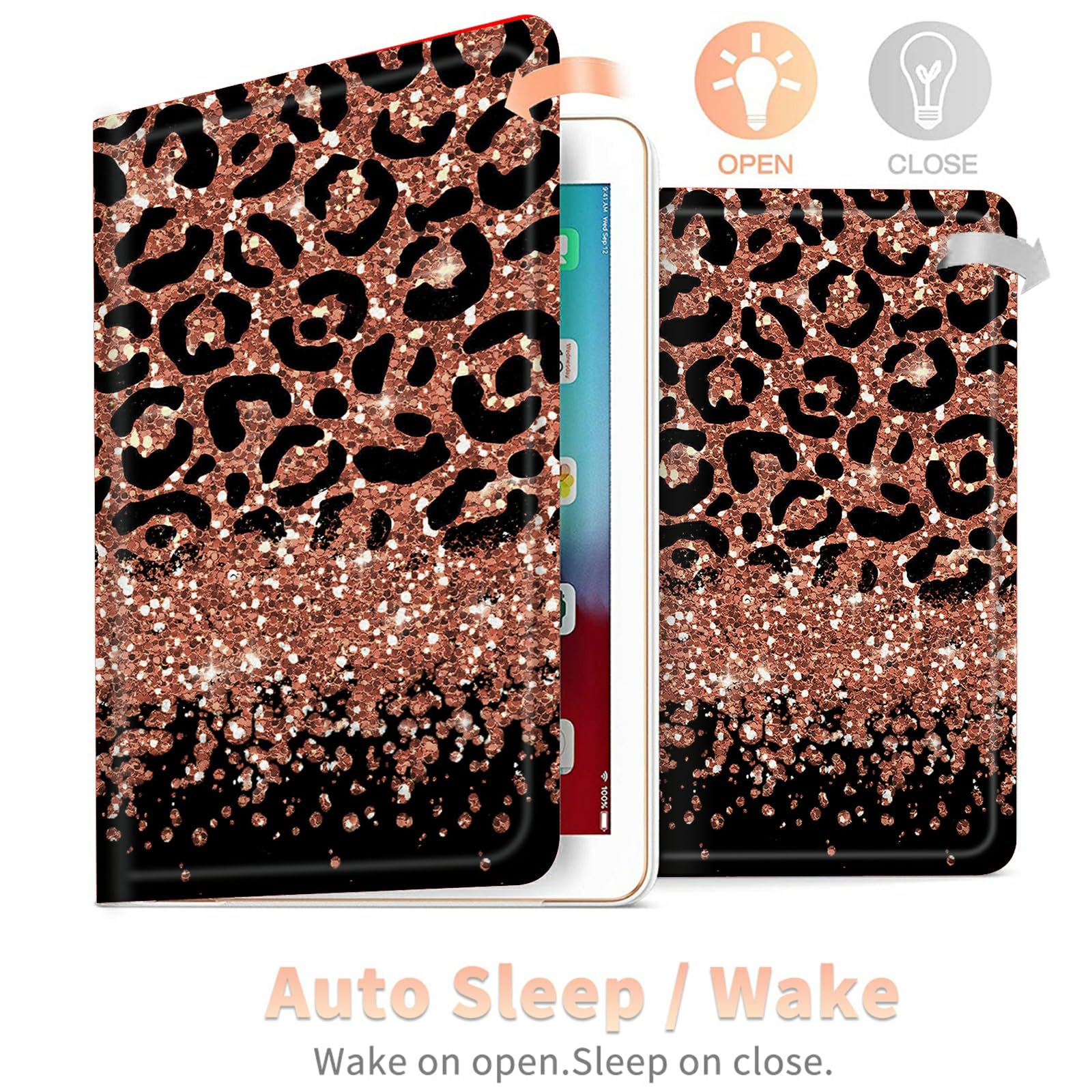 Leopard Glitter Case For All New Kindle Fire Hd 10 & 10 Plus Tablet (11Th Generation, 2021 Release), Pu Leather Folding Stand Co