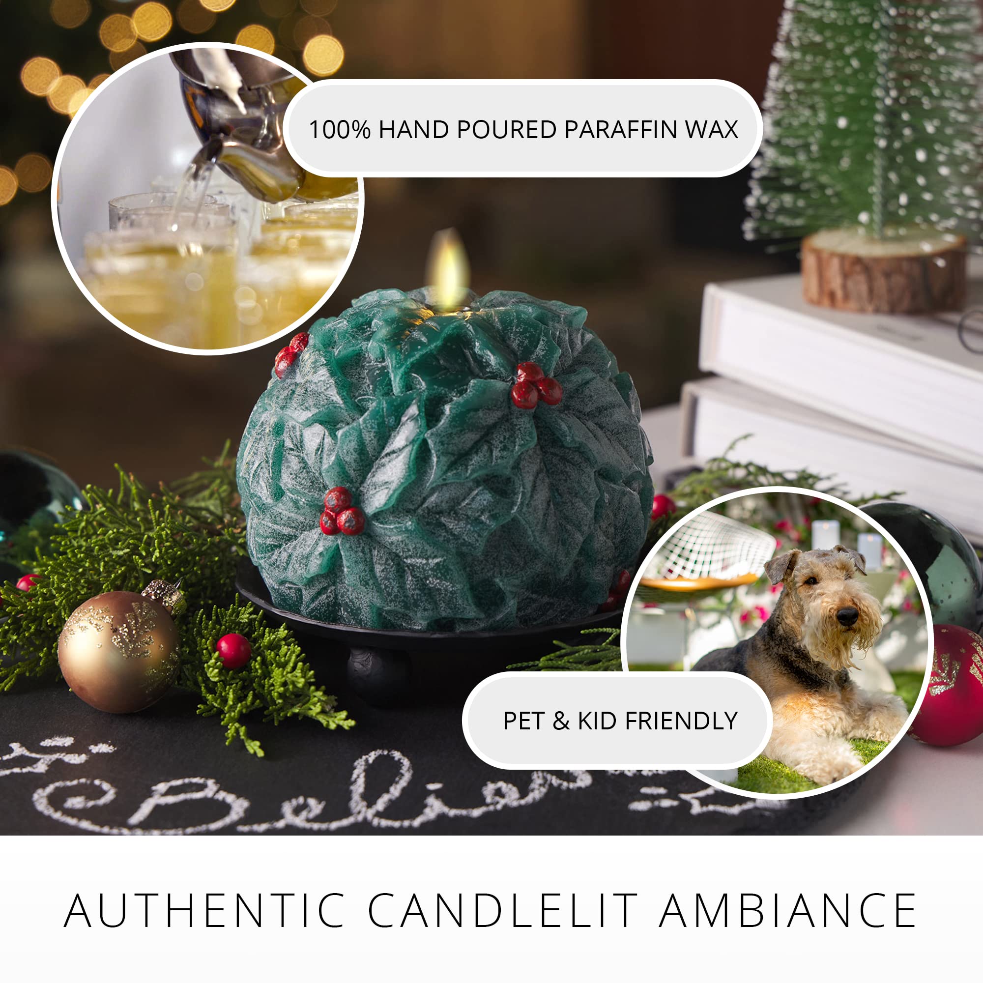 Luminara   Flameless Holiday Crystal Beads Glitter Sphere Candle   Chalky Green   Pack Of 1 4X4.25   Auto Timer Built In 5 Hour