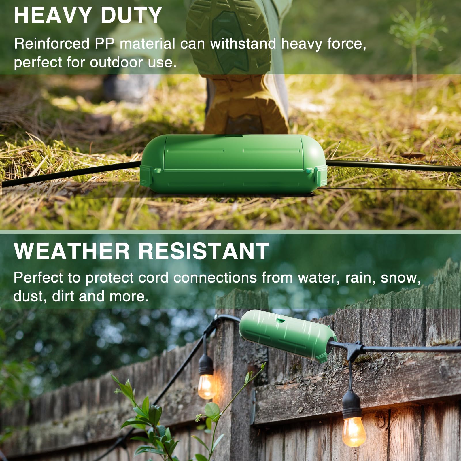 [3 Pack] Flemoon Outdoor Extension Cord Safety Cover, Ip44 Weatherproof Electrical Box To Protect Outdoor Outlet, Plug, Socket, Halloween, Christmas Holiday Decoration Light, Green