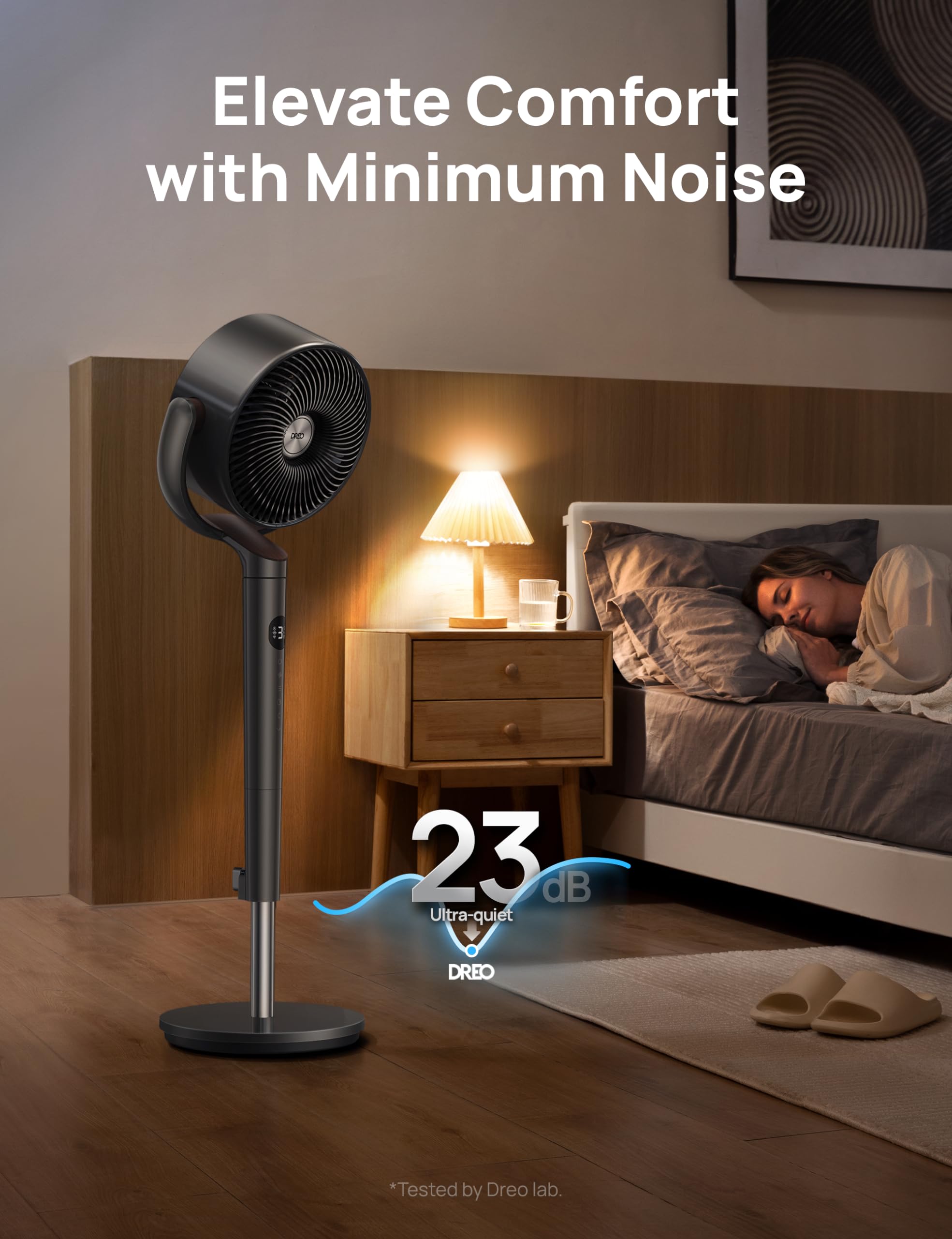 Dreo Smart Fan For Bedroom, 120 Oscillating Standing Fan, Dc Motor, Quiet Pedestal Fans, 8 Speeds, 6 Modes, 23Db Low Noise, Floo
