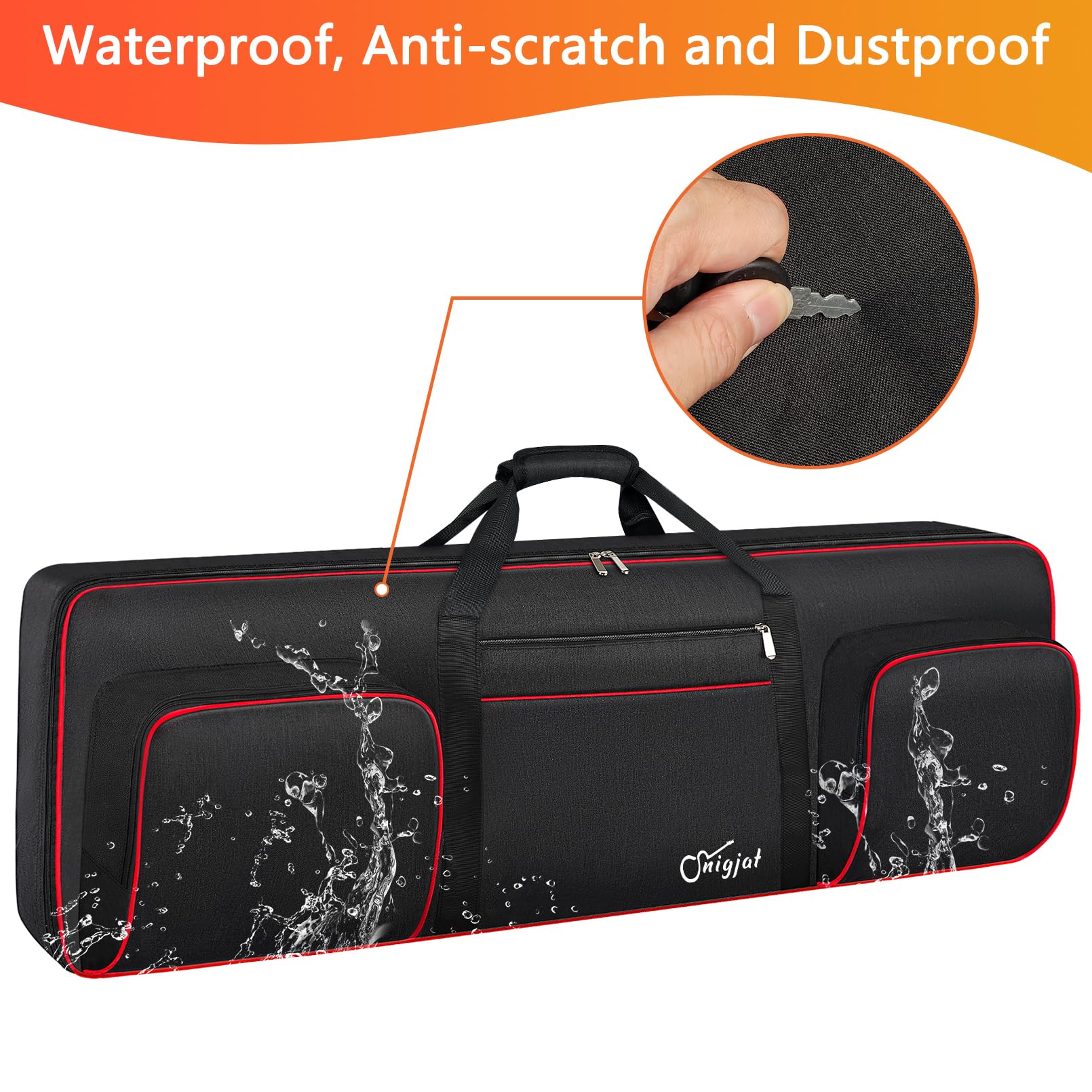Snigjat 76 Key Keyboard Case Soft (Interior: 50''X 18''X6.1''), Padded Piano Case With Handle And Adjustable Shoulder Straps, Ke