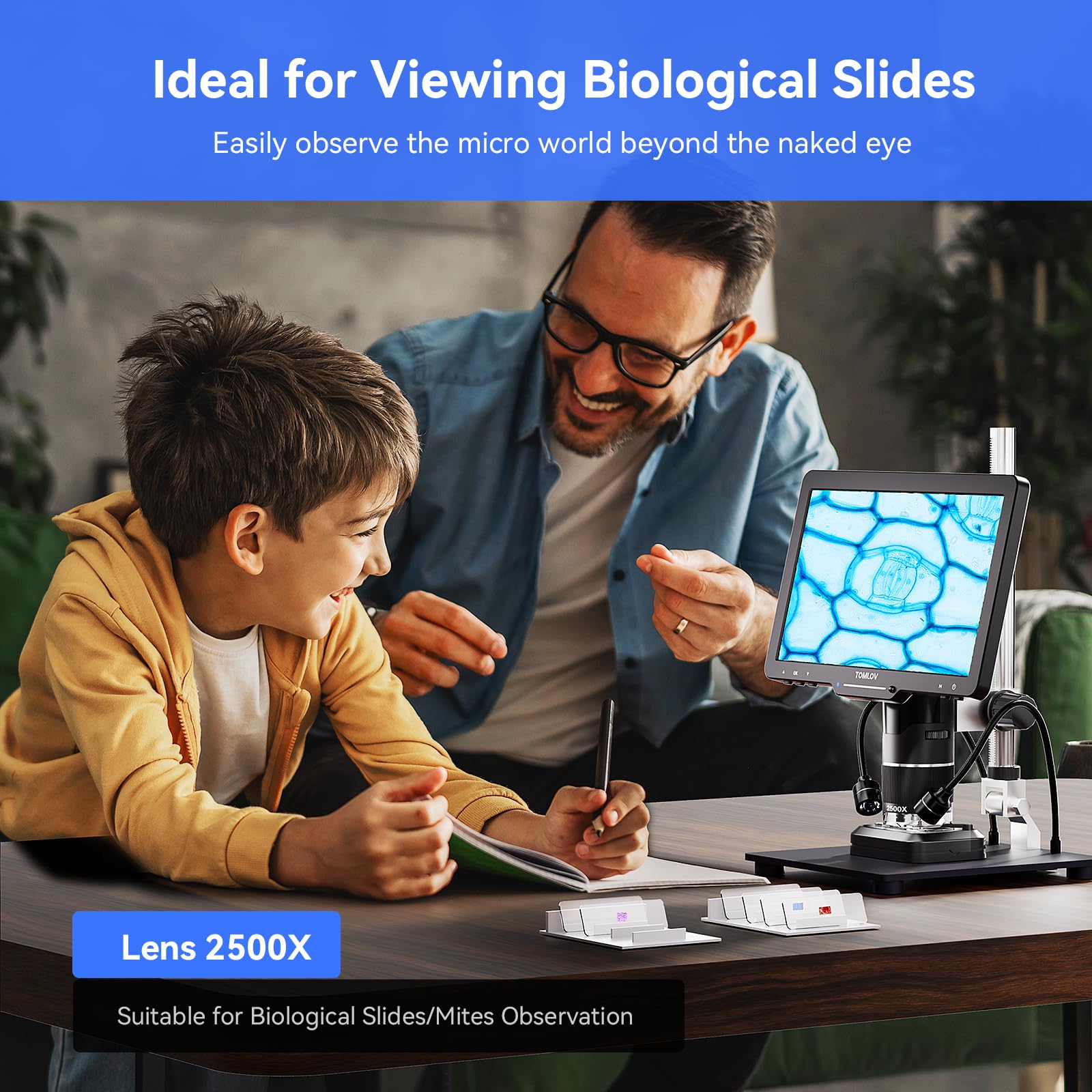 Tomlov Tril110 10.1'' 3 Lens 2K Hdmi Digital Microscope 2500X, Coin Microscope Magnifier For Entire Coins With Ips Screen, Lcd S