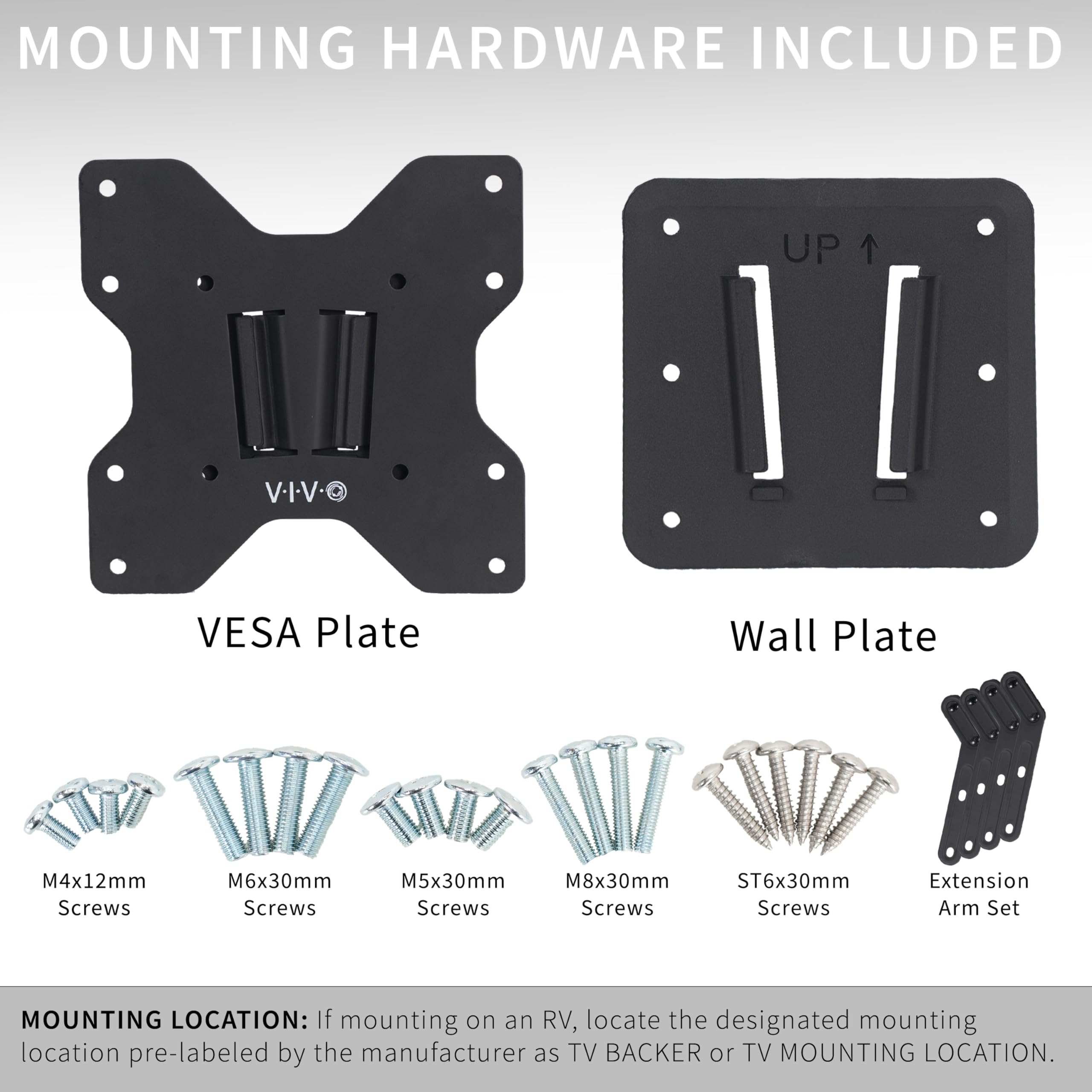 Vivo Rv Large Tv Mount, Max Vesa 400X400, Holds Up To 44 Lbs, Plastic Polymer Wall Plate For Camping, Food Truck, Movie Night, B