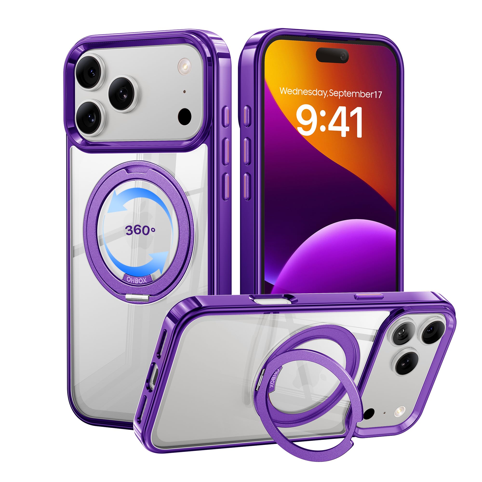 Magnetic iPhone 17Pro Max Case with Stand, iPhone 17 Pro Max Case Compatible with MagSafe, Desert Titanium 17 Pro Max Cover Slim
