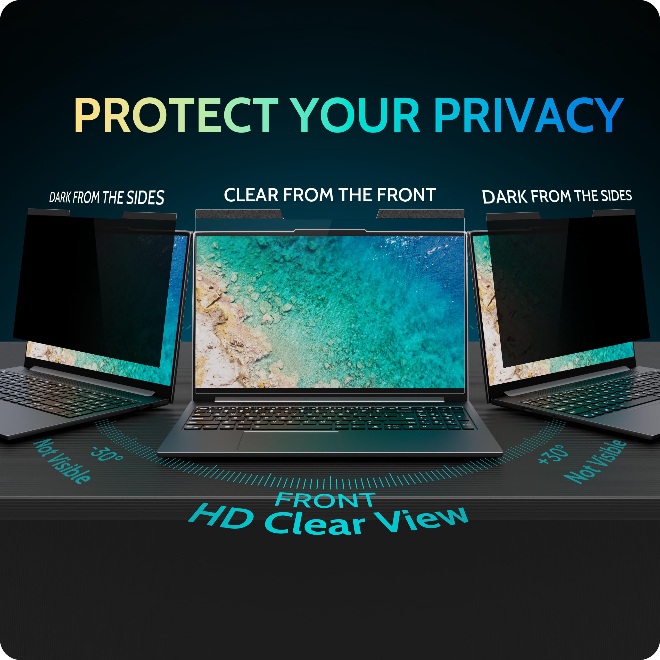 Peslv Magnetic Laptop Privacy Screen 13.4 & 13.3 Inch For 16:10 Computer Monitor, 13'' Removable Anti Glare Protector Blue Light