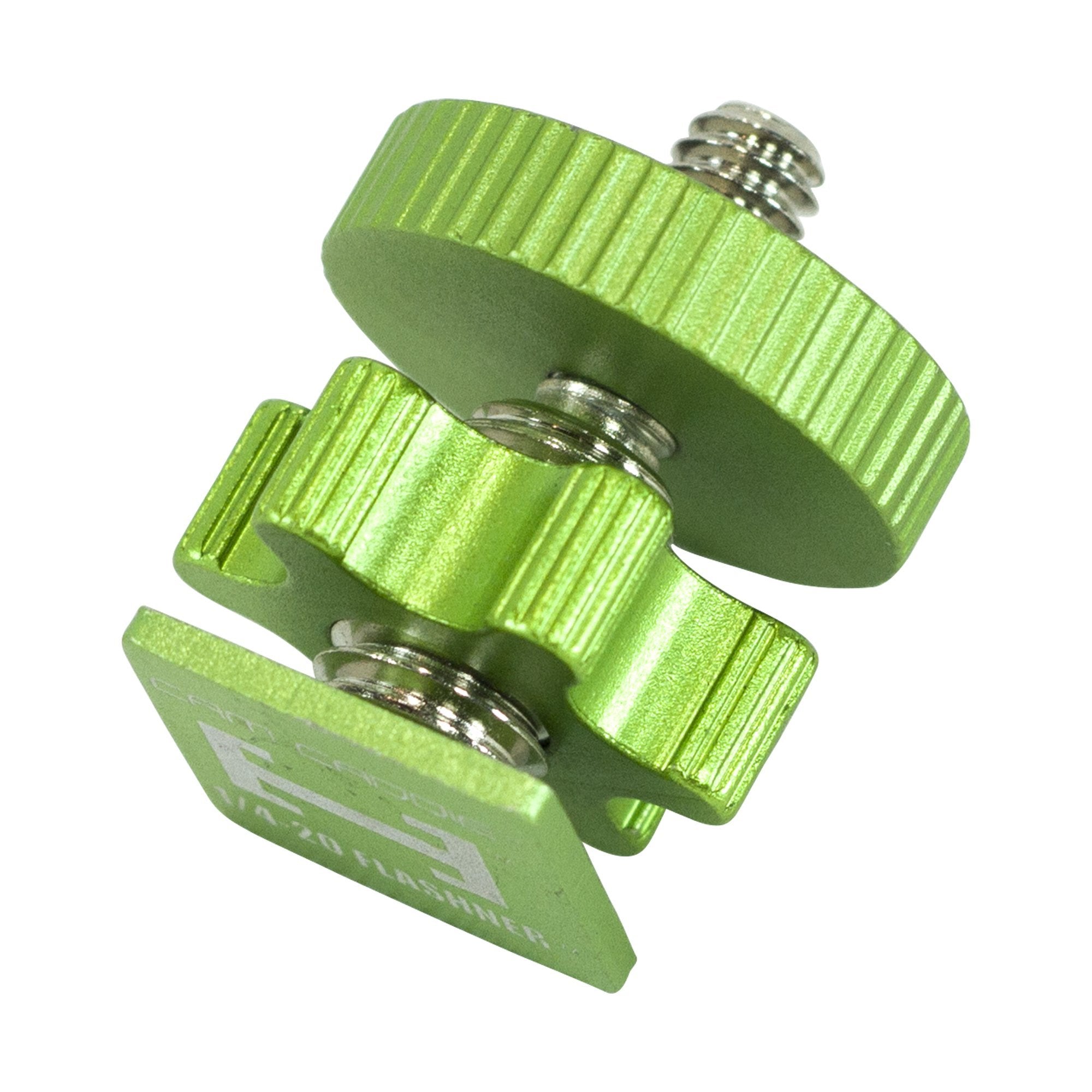Cam Caddie Flashner �� � 20 Inch Tripod Screw To Hot/Cold Shoe Adapter/Flash Converter   Standard Quarter Twenty Threaded Post Made From High Strength Steel And Aluminum (Green)