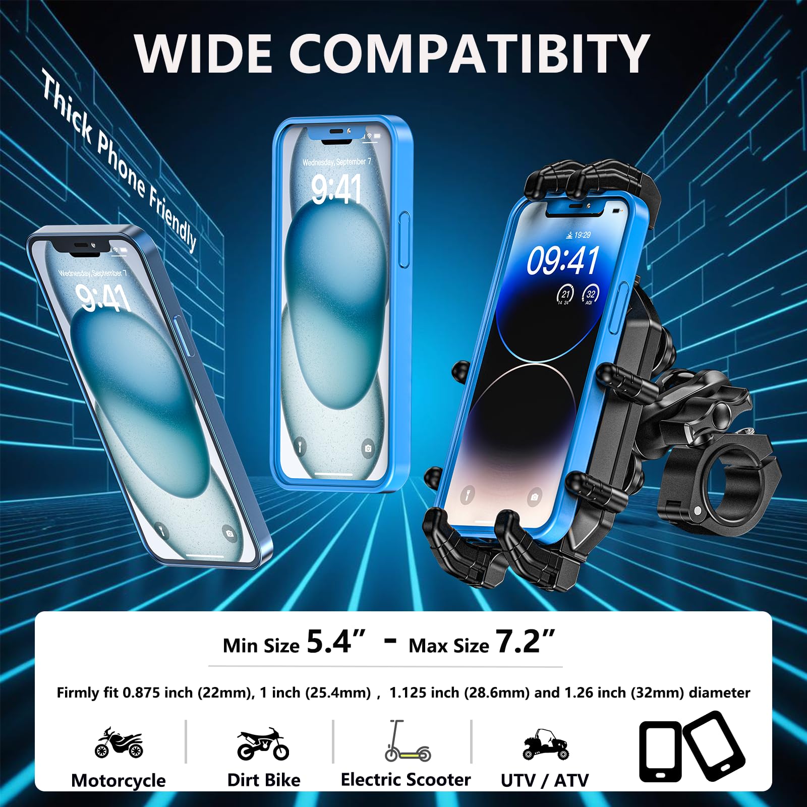 Loktenwo Motorcycle Phone Mount With Vibration Dampener & Secure Lock [ Metal Arm & Handlebar Mounting Base] Anti-Theft Motorcyc