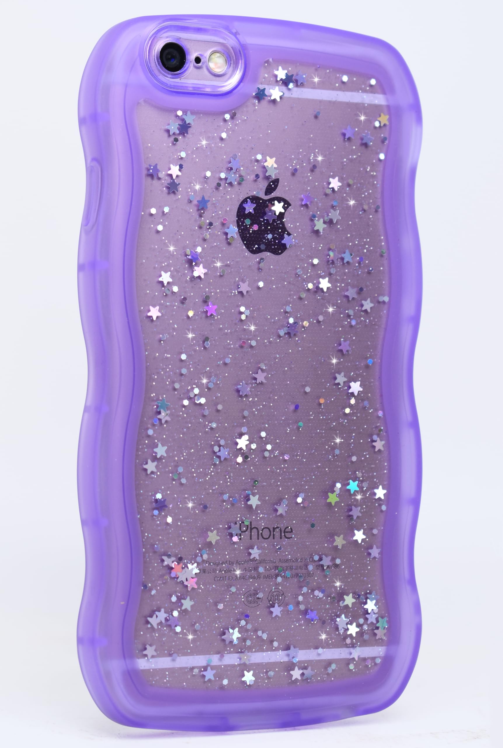 Qokey For Iphone 6S Case,Iphone 6 Case 4.7'',Curly Wavy Design Transparent Bling Glitter Star Shiny Case Cute Clear Transparent