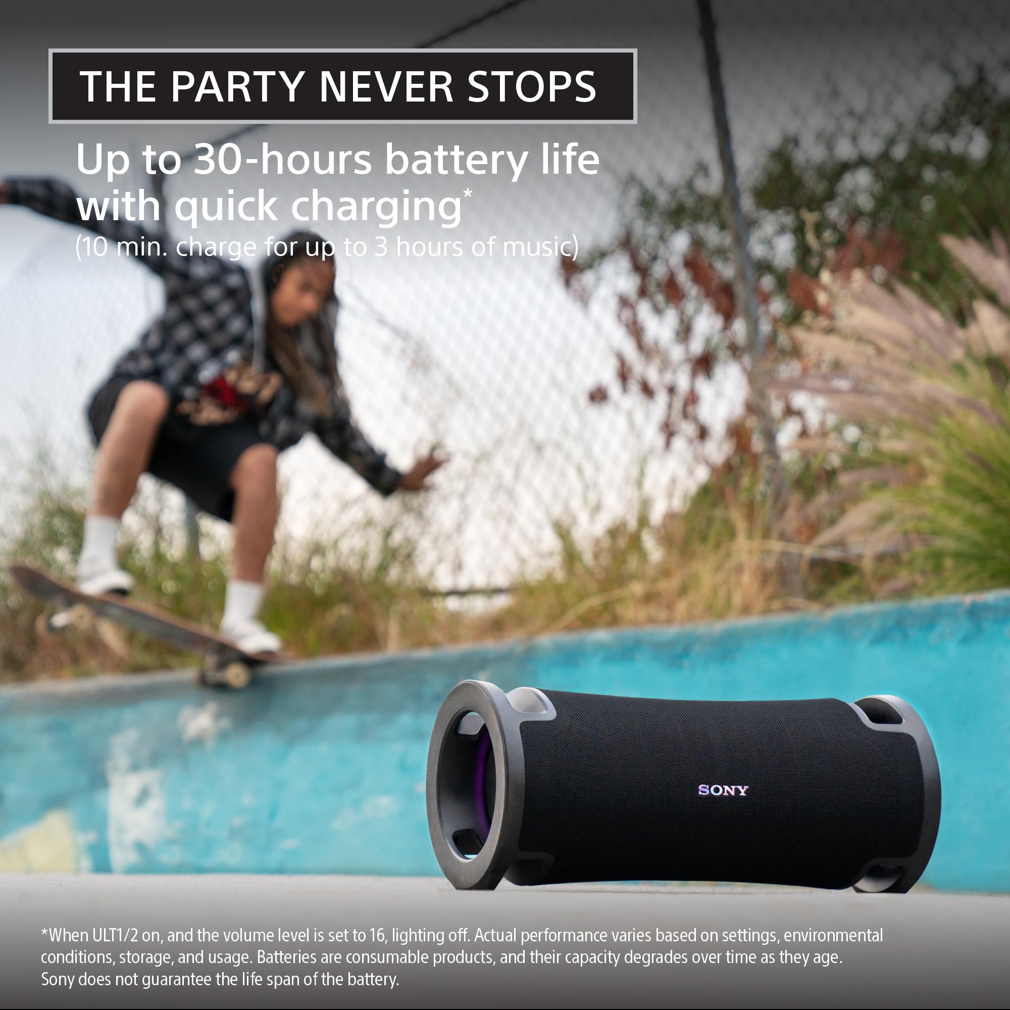 Sony Ult Field 7 Wireless Bluetooth Party Speaker, Ip67 Waterproof, Powerful Bass, 30H Battery, Karaoke, Comfortable Handle, And