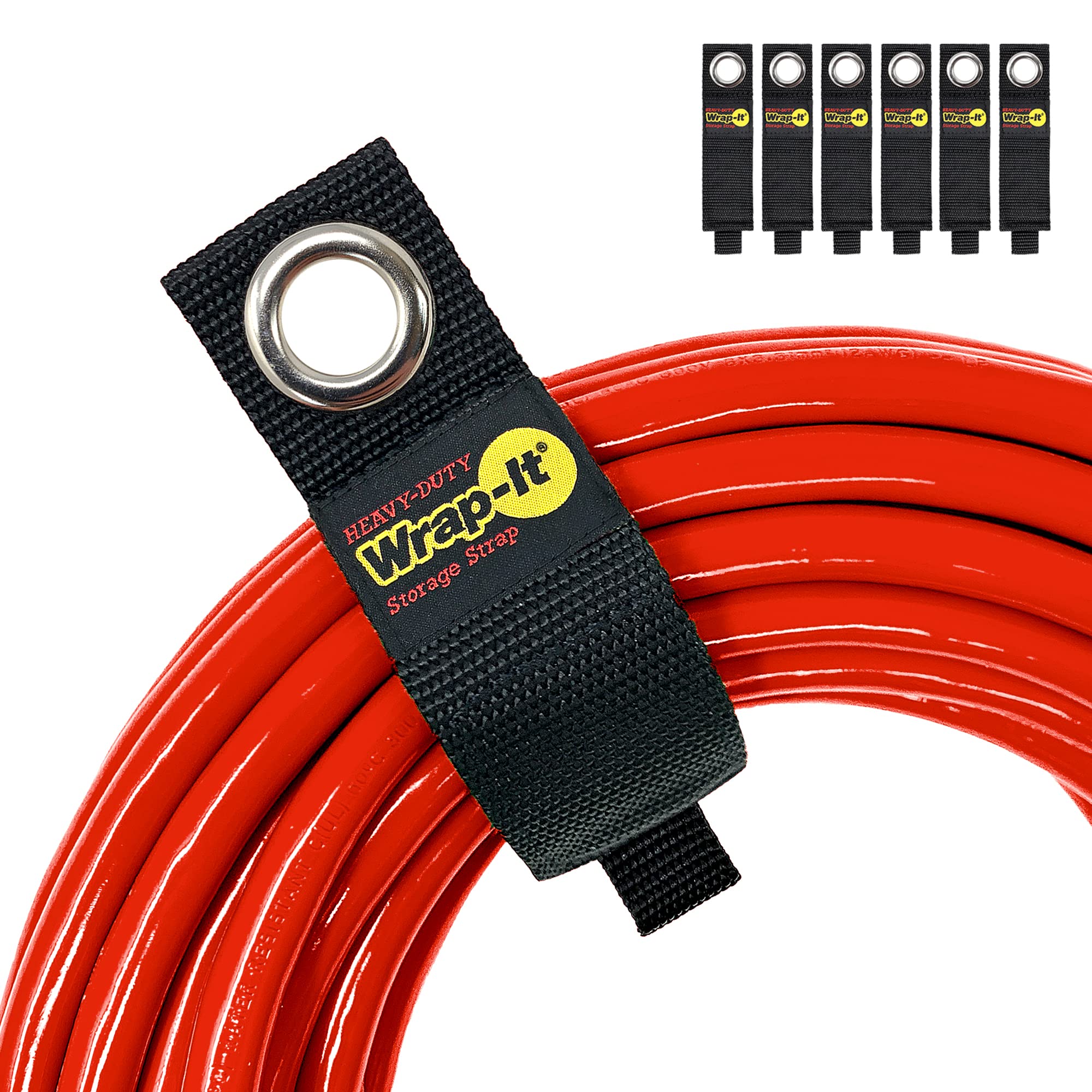 Heavy-Duty Wrap-It Storage Straps, 10-inch (6 Pack) - Hook and Loop Extension Cord Organizer Hanger, Cord Keeper, Cable Straps f