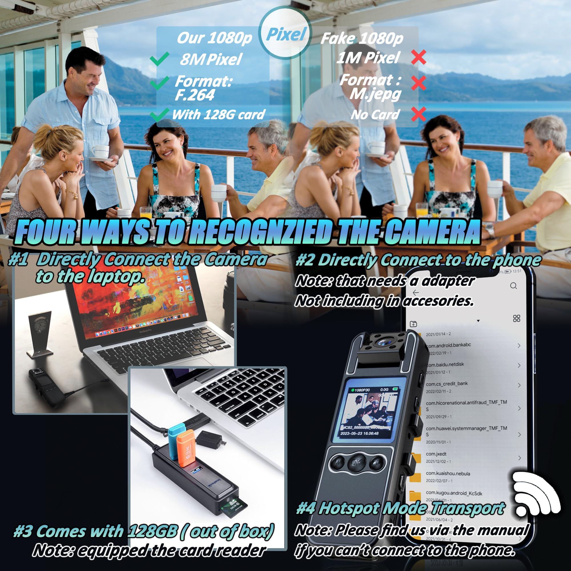 Body Camera With Audio And Video Recording, Unltra 4K Body Cam With 180 Rotating Lens, 6Hr Battery, Ir Cut Auto Night Vision, 12