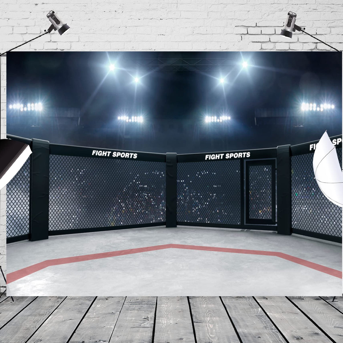 Boxing Back Drop Beleco 7X5Ft Fabric Boxing Backdrop Stadium Light 3D Boxing Arena Phot ...