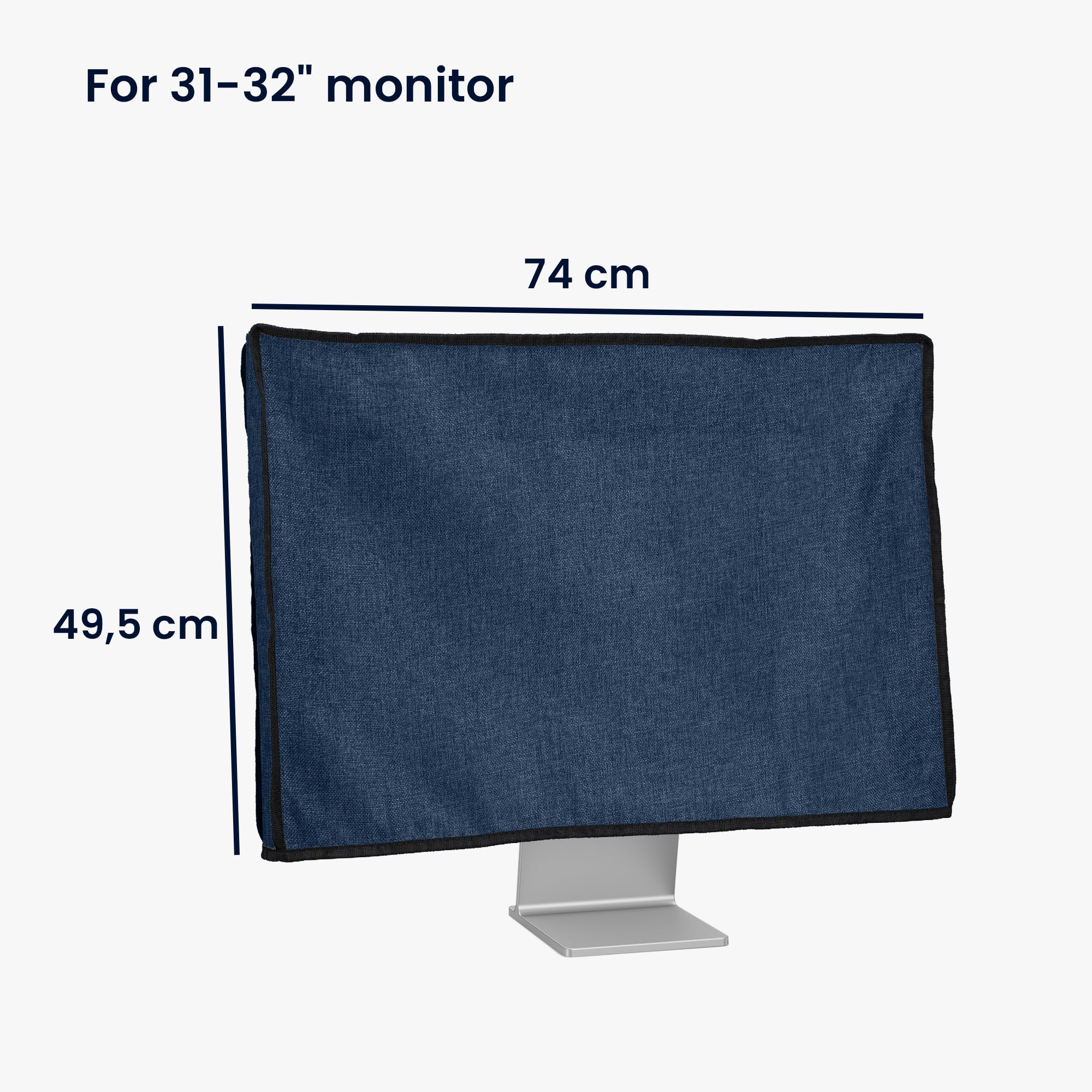 Kwmobile Dust Cover For 31 32'' Monitor   Linen Monitor Display Protector   Protect Your Computer Screen   Blue Grey