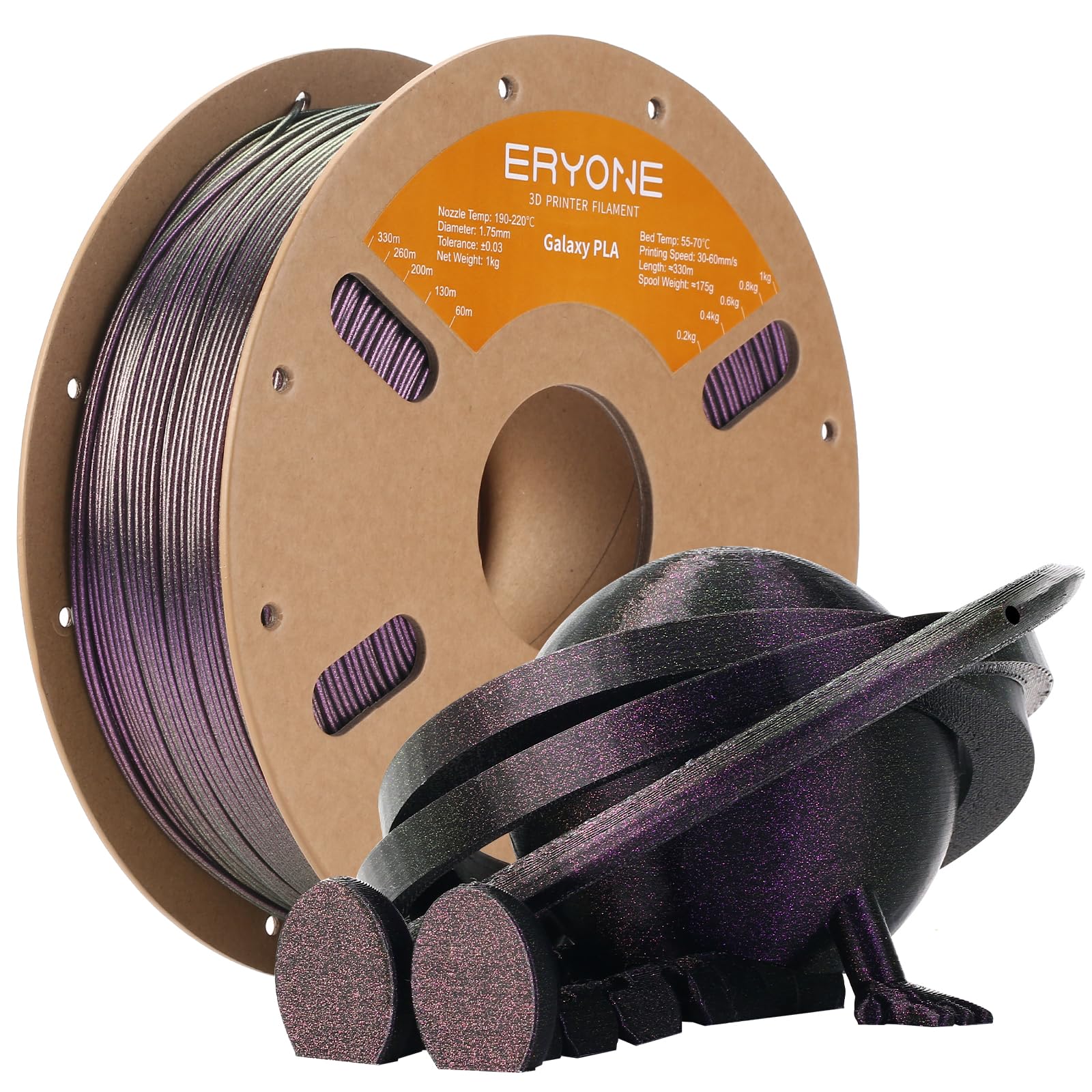 Eryone Glitter Pla Filament For 3D Printer, 1.75Mm +/ 0.03Mm, 1Kg(2.2Lbs)/Spool, Owl Nebula (Purple)