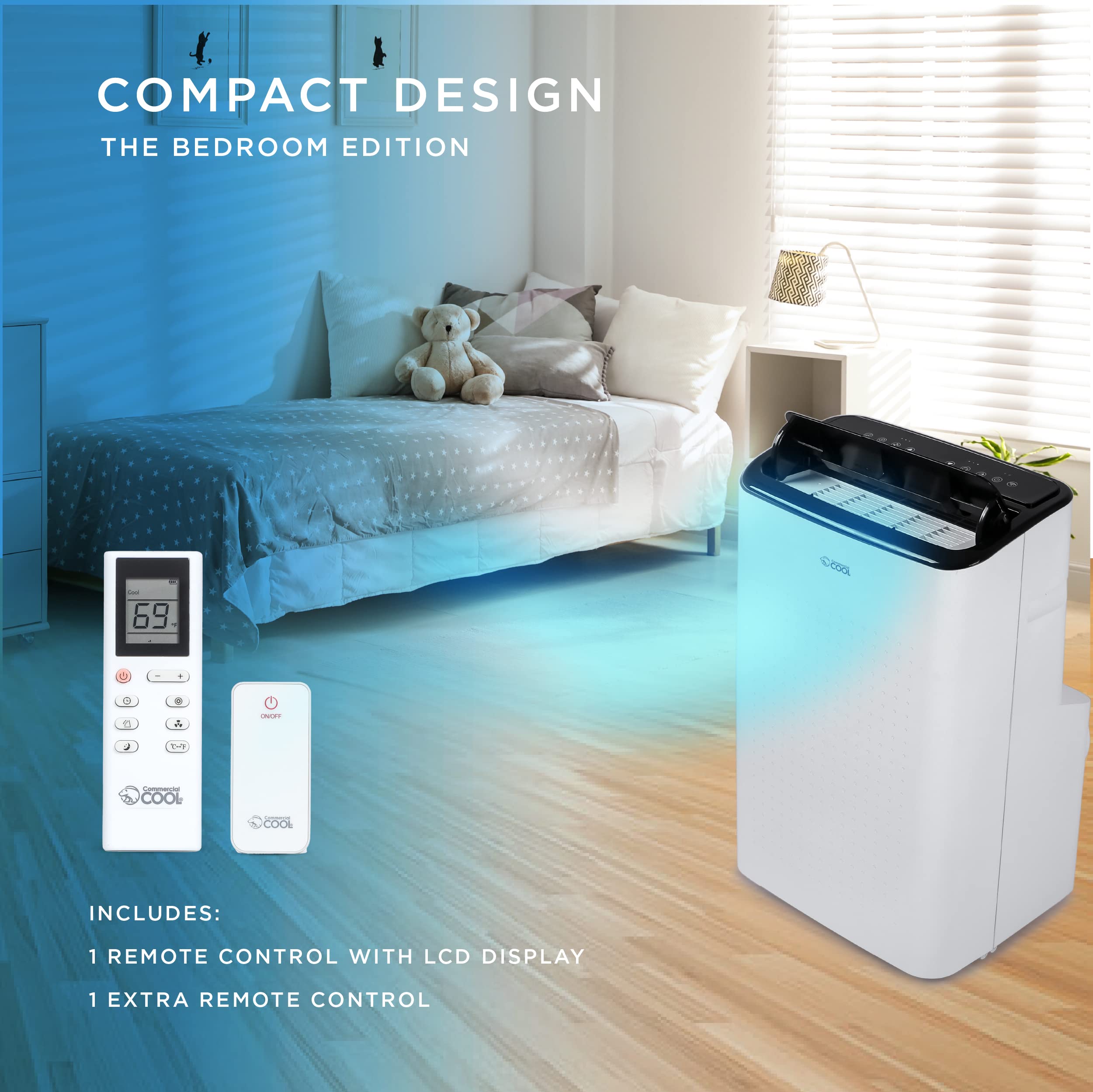 Commercial Cool Portable Air Conditioner, Dehumidifier & Fan, Portable Air Conditioner 9,000 Btu Covers Up To 400 Sq. Ft., Wi Fi