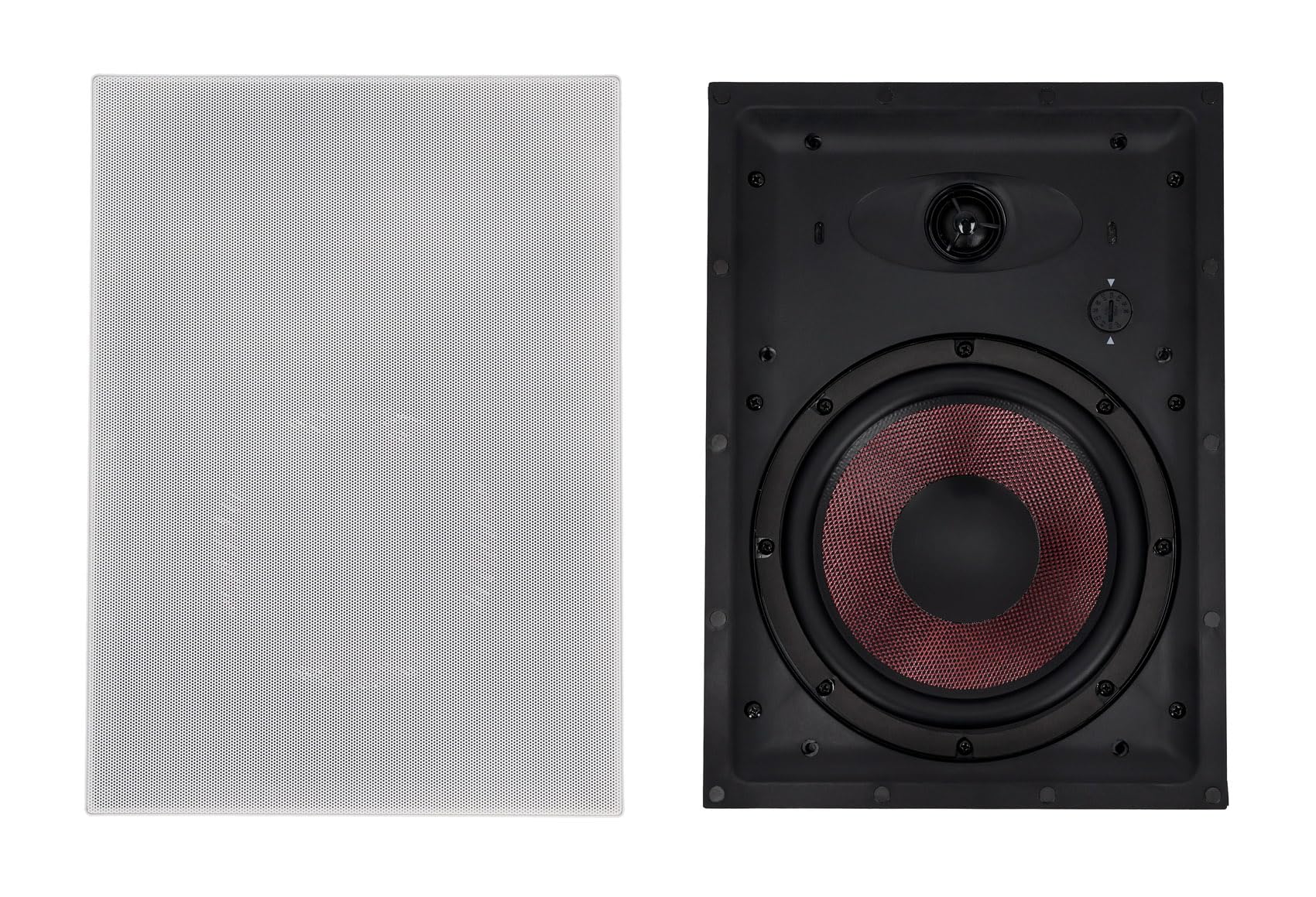 Rockville WA870 Pair of 8 in-Wall 70V Commercial Speakers, 50W/25W/12.5W/6.3W Taps, Glass Fiber Cone, 1 Silk Dome Tweeter, Paint
