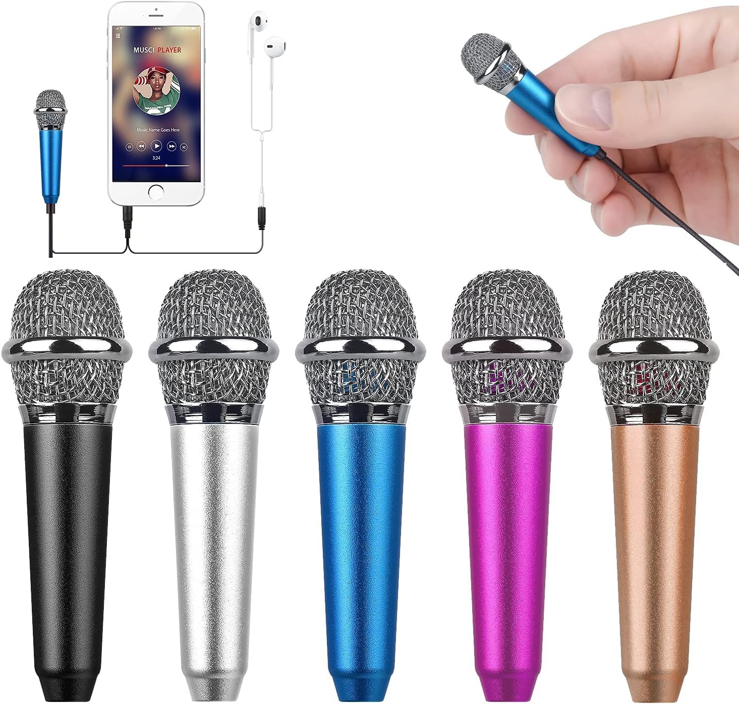 Uniwit Mini Portable Vocal/Instrument Microphone For Voice Video Recording Singing,Vlogging, Podcasting,Tiny Microphone For Ipho