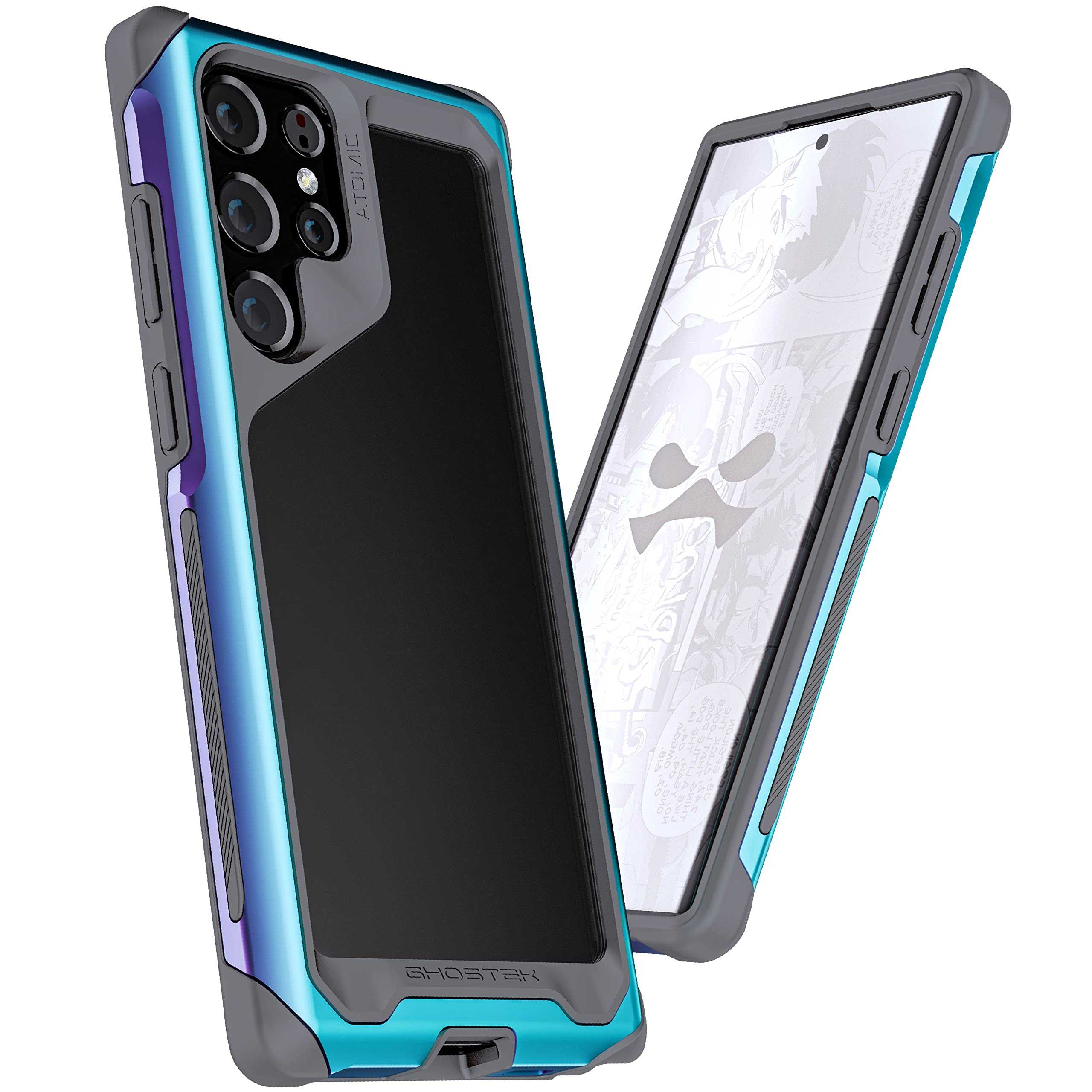 Ghostek Atomic Slim S22 Ultra Phone Case With Clear Back, Iridescent Aluminum Bumper And S Pen Stylus Cutout Shockproof Phone Co