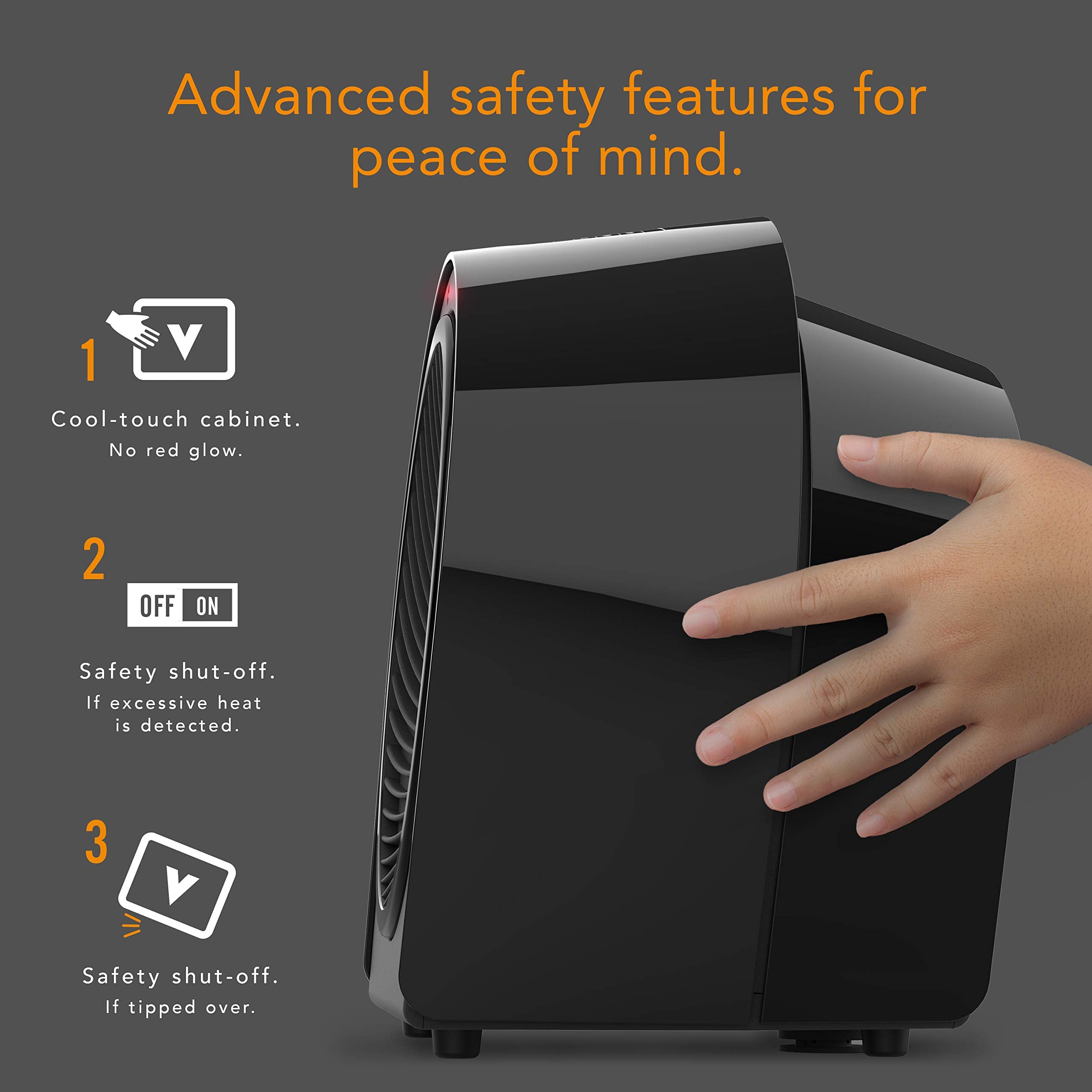 Vornado Velocity 3R Whole Room Space Heater With Timer, Adjustable Thermostat, And Advanced Safety Features, Black