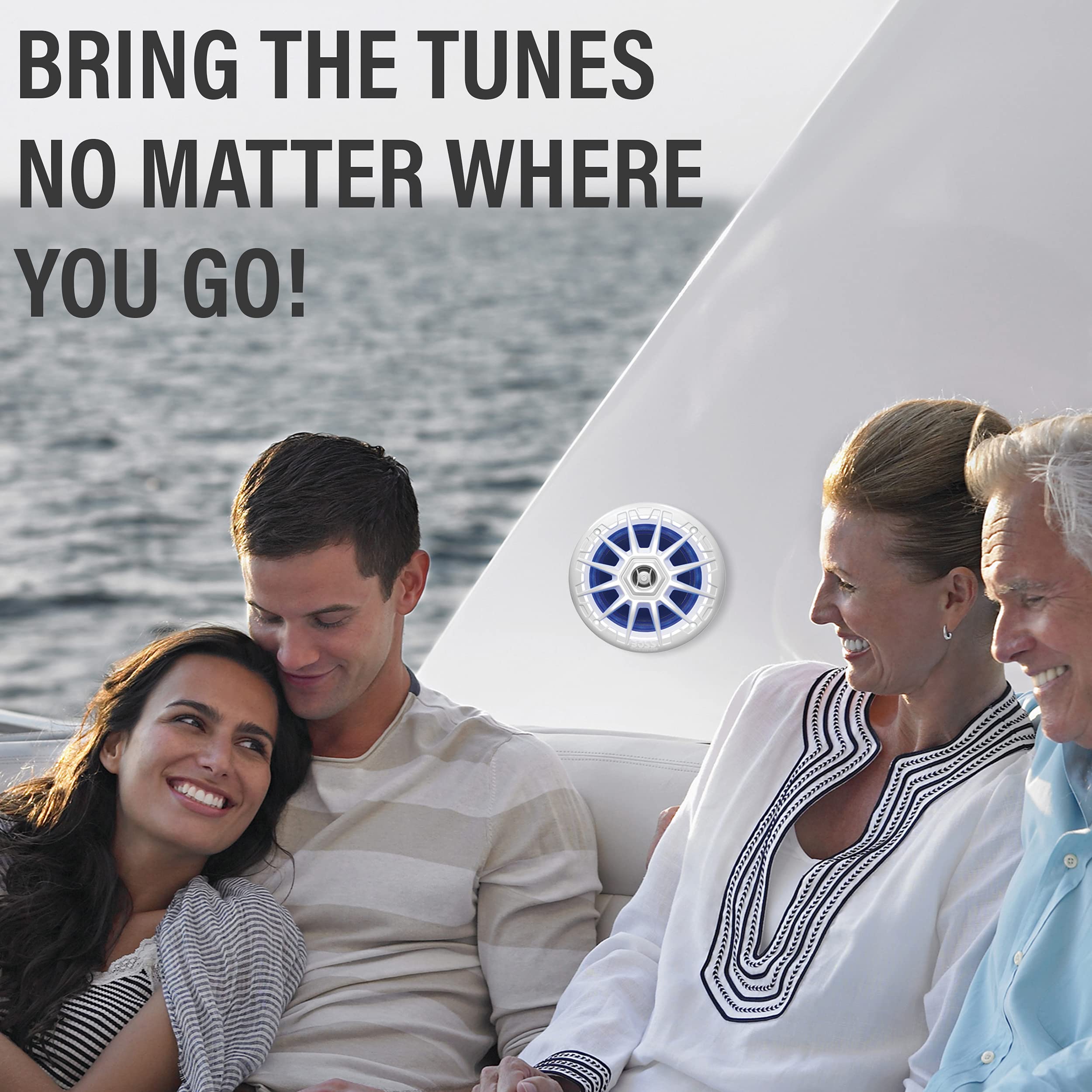 Boss Audio Systems Mrgb55W 5.25 Inch Marine Speakers   Weatherproof, 150 Watts Per Pair, 75 Watts Each, Multi Color Illumination