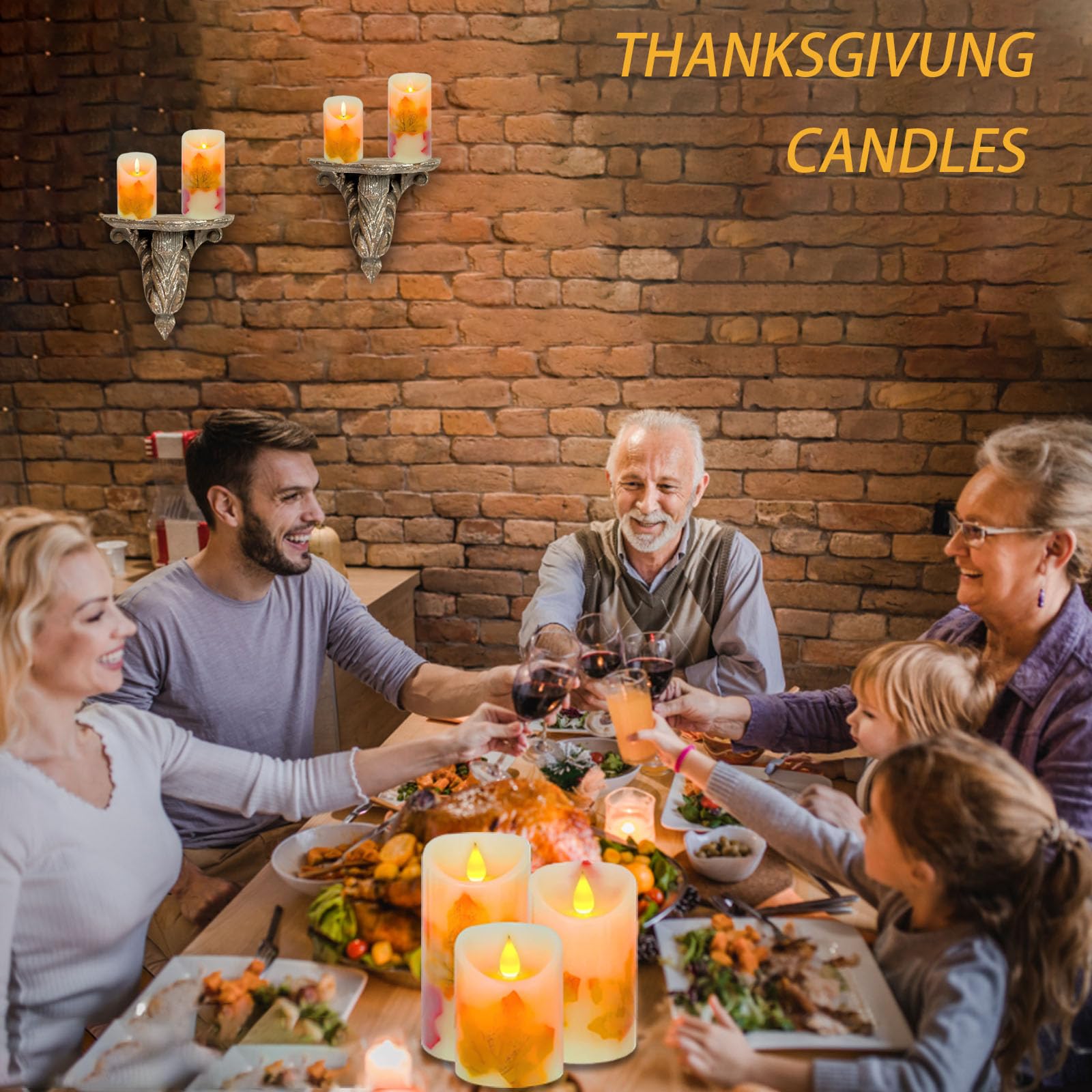 Flameless Candles Lights, Set Of 3 Maple Leaf Flickering Led Candles With Remote & Timer, Dimmable Led Pillar Candles Battery Op