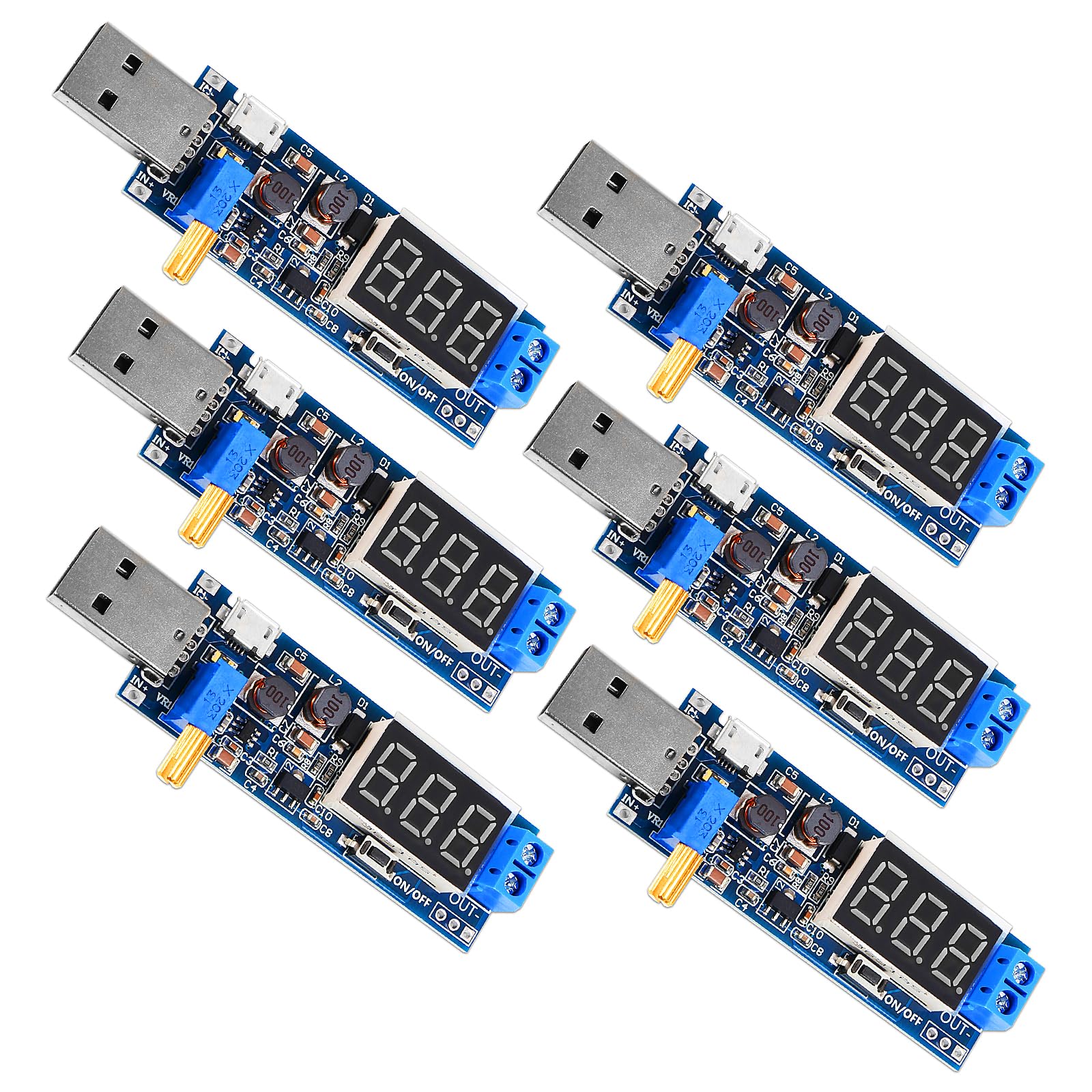 Xiitia 6Pcs Usb Buck Boost Converter 3.5V 12V To 1.2V 24V Dc Dc Adjustable Step Up Step Down Power Supply Module Voltage Regulat