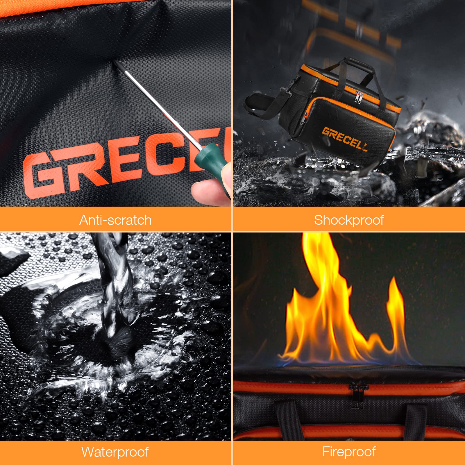 Fire Proof Carrying Case Bag Compatible With Jackery Explorer240/300/160/500/Anker521 Portable Power Station, Waterproof Camping