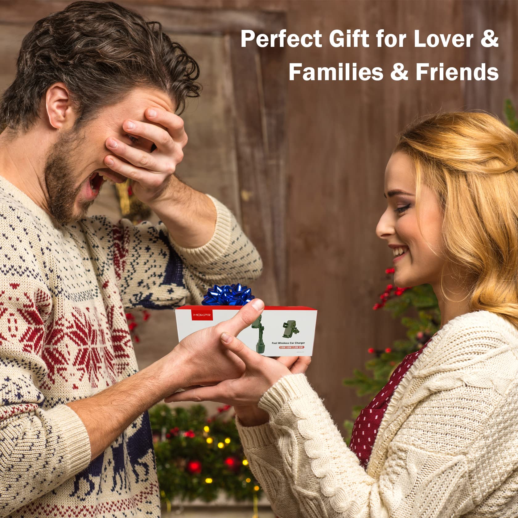 Wireless Car Charger, Mokpr 15W/10W/7.5W Cup Holder Phone Mount, Auto Clamping Fast Charging Car Mount, Air Vent Phone Holder Fo