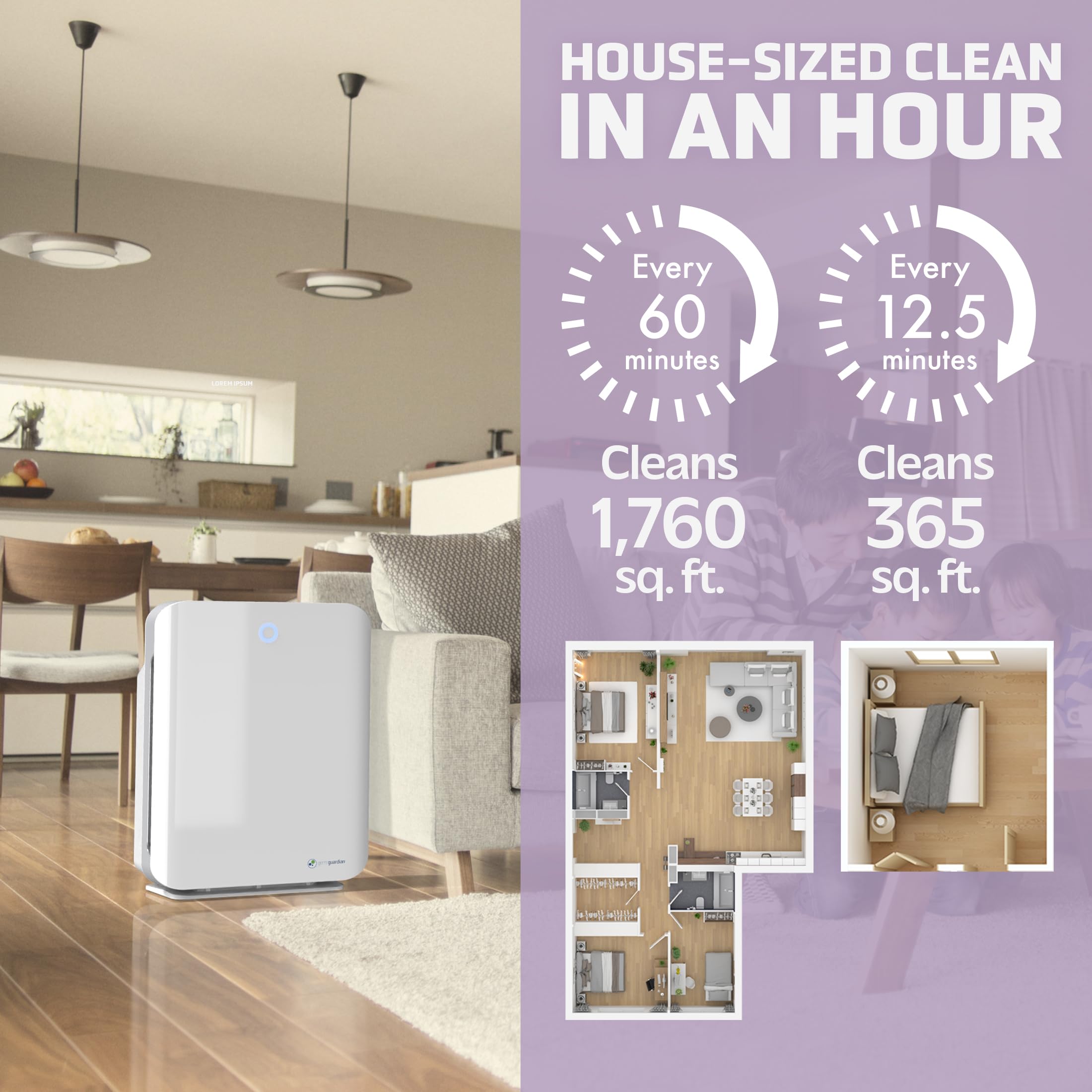 GermGuardian HEPA Air Purifier AC5900WCA for Large Rooms, White, 1760 Sq. Ft., with HEPA Filter & UV-C Light, Zero Ozone Verified