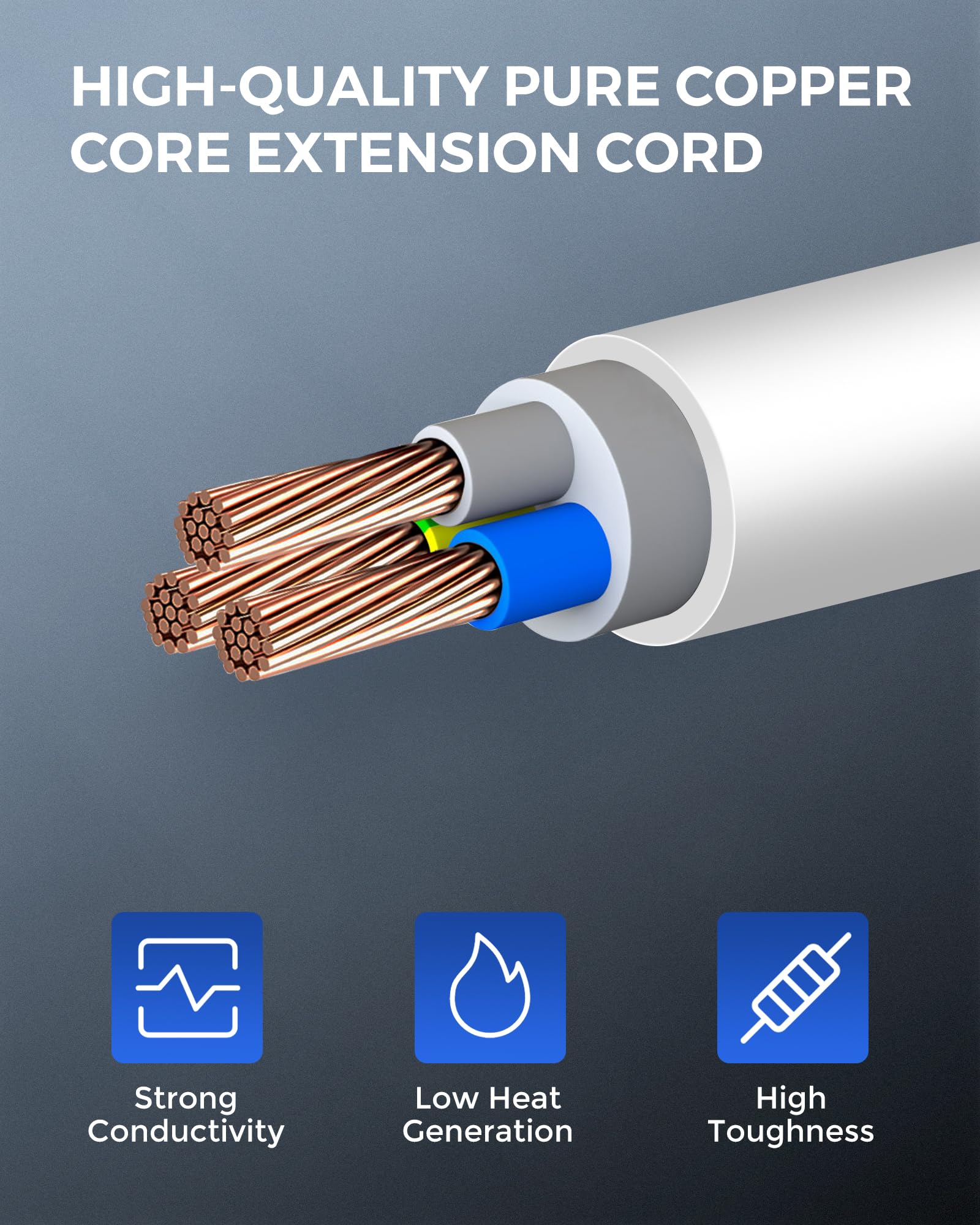 Wilawels 2 Pack Outdoor Extension Cord 3Ft, 16/3 Gauge Sjtw Power Cable For Indoor And Outside Use, 3 Prong Grounded Outlets Plu
