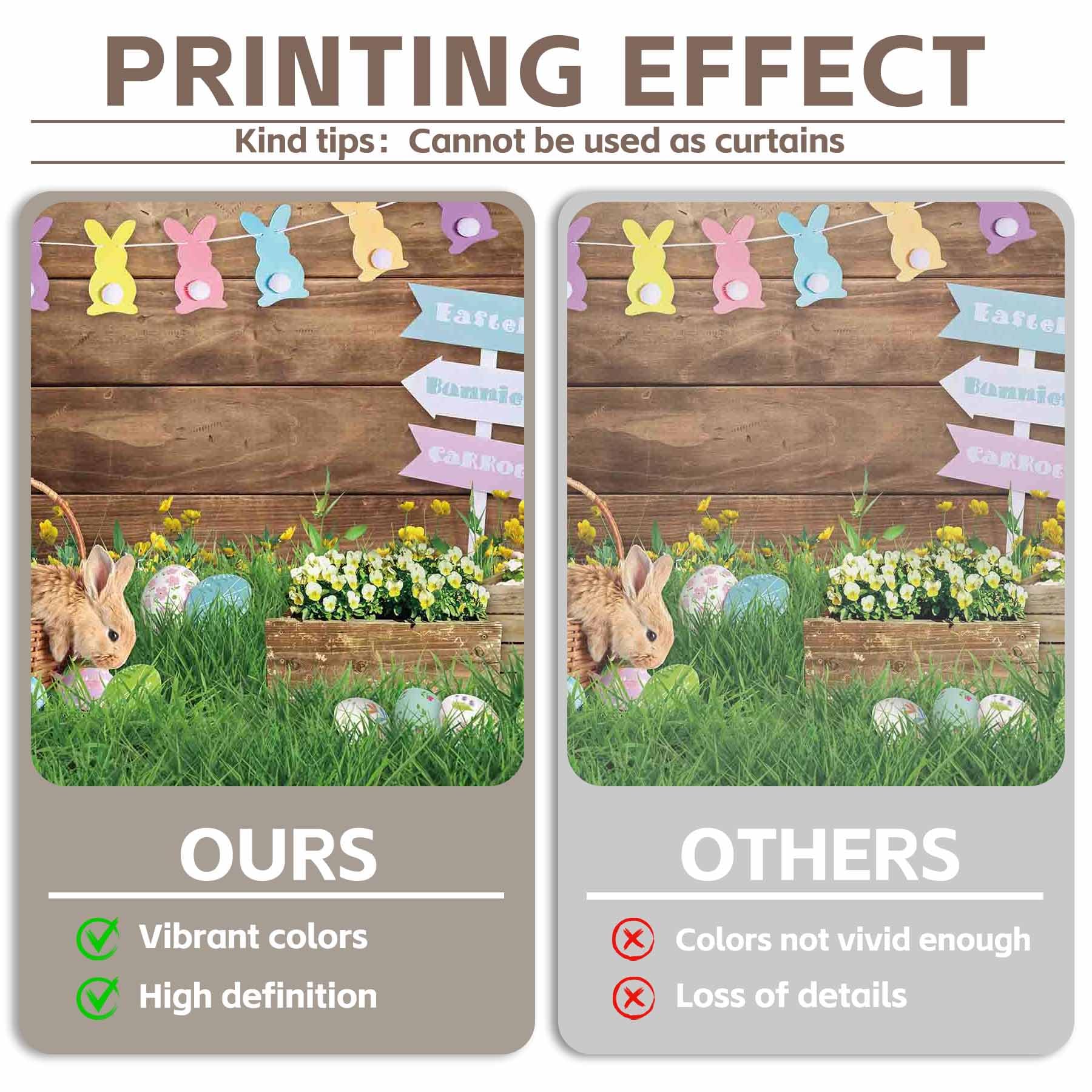 Zthmoe 5X7Ft Durable Fabric Spring Easter Photography Backdrop Rabbit Eggs Wooden Wall Flowers Grass Background Bunny Flag Portr