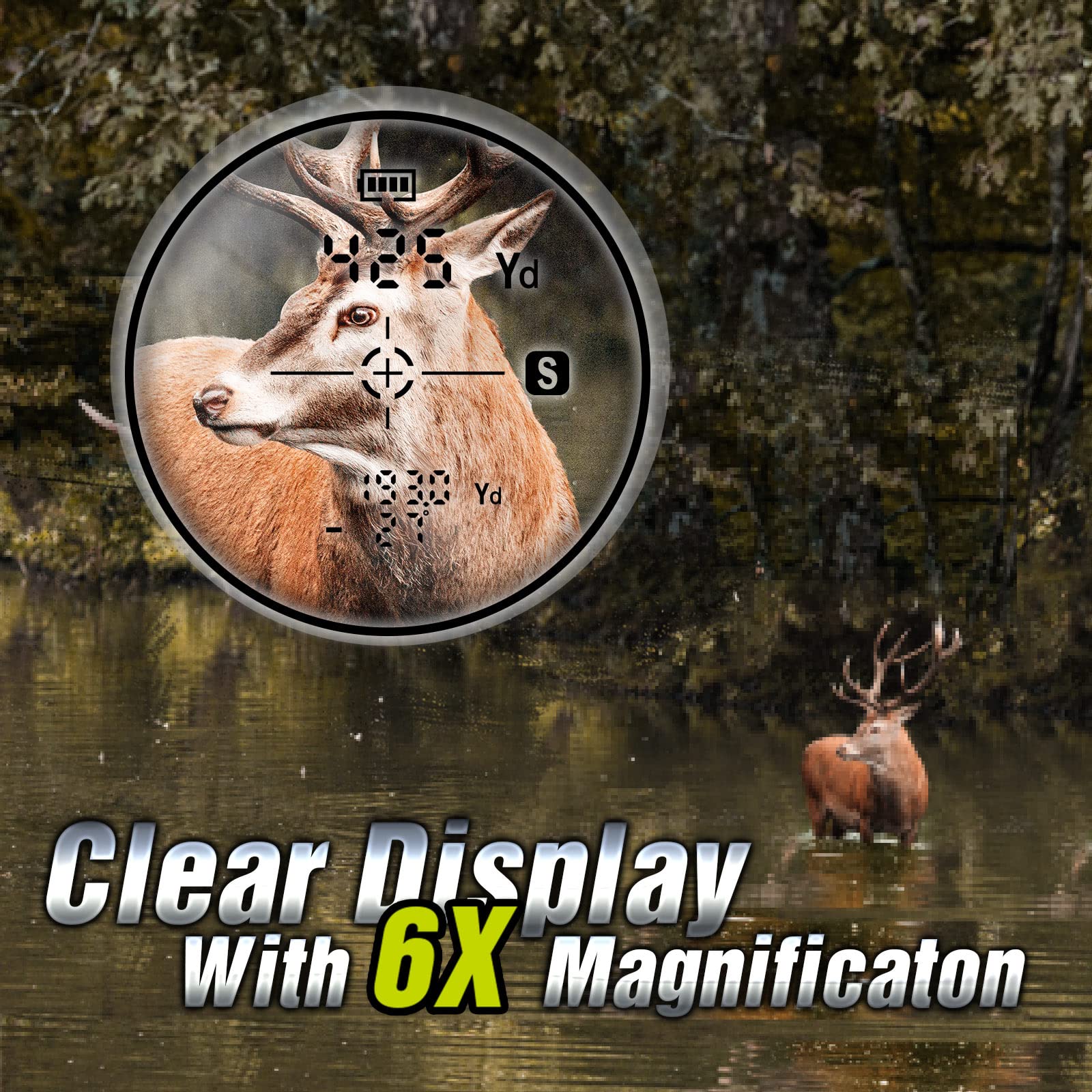 Tidewe Hunting Rangefinder With Rechargeable Battery, 1000Y Camo Laser Range Finder 6X Magnification, Distance/Angle/Speed/Scan