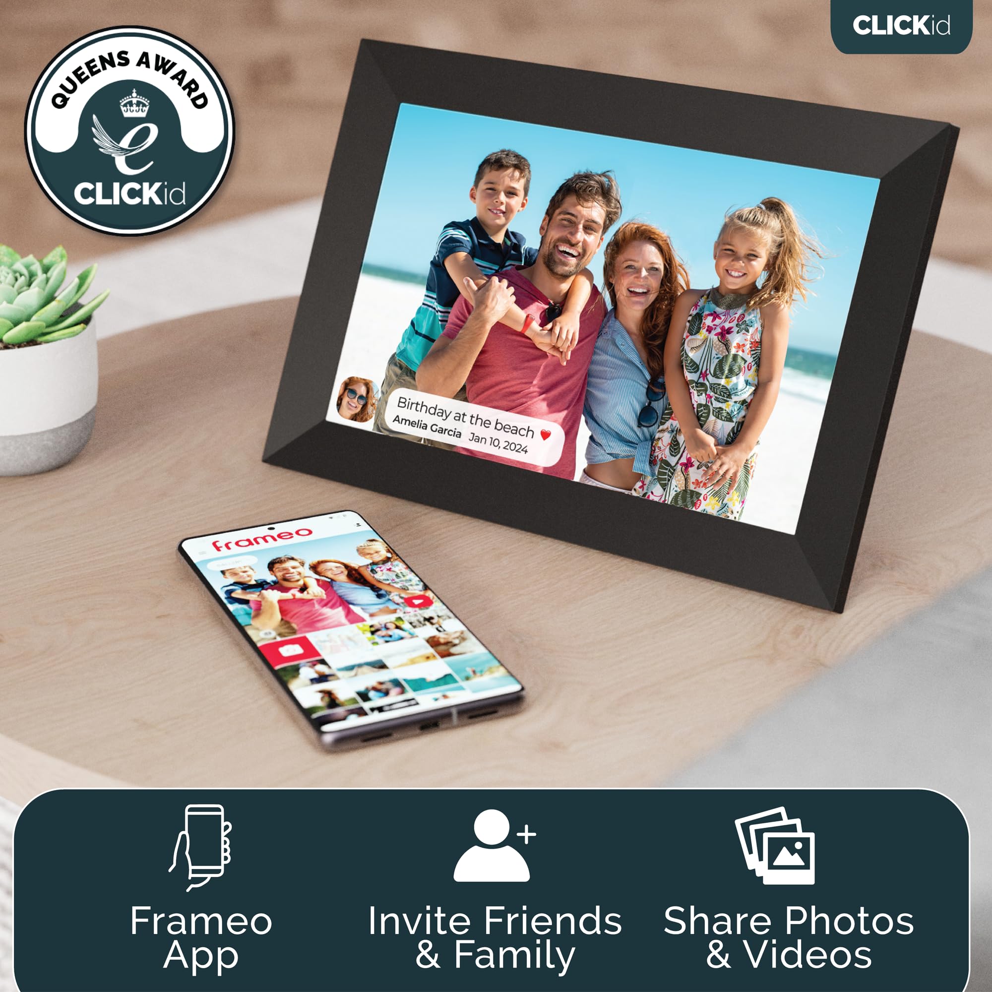 Frameo Wifi Digital Picture Frame 10.1 Inch | 32Gb Storage, Touchscreen, Auto Rotate, Motion Sensor, Weather And Calendar Widget