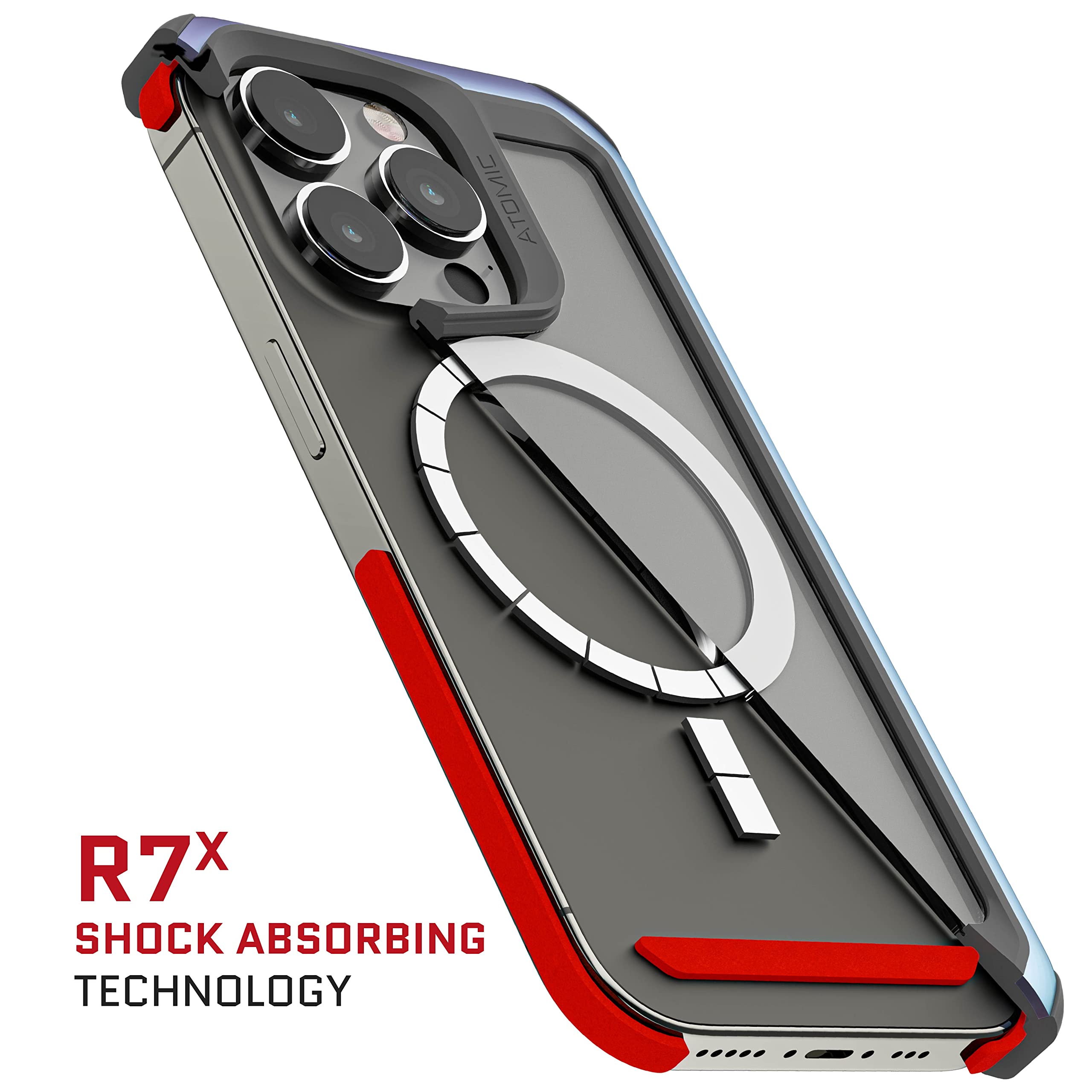 Ghostek Atomic Slim Iphone 14 Plus Case With Ring Magsafe Magnet And Iridescent Design Aluminum Metal Bumper Heavy Duty Protecti