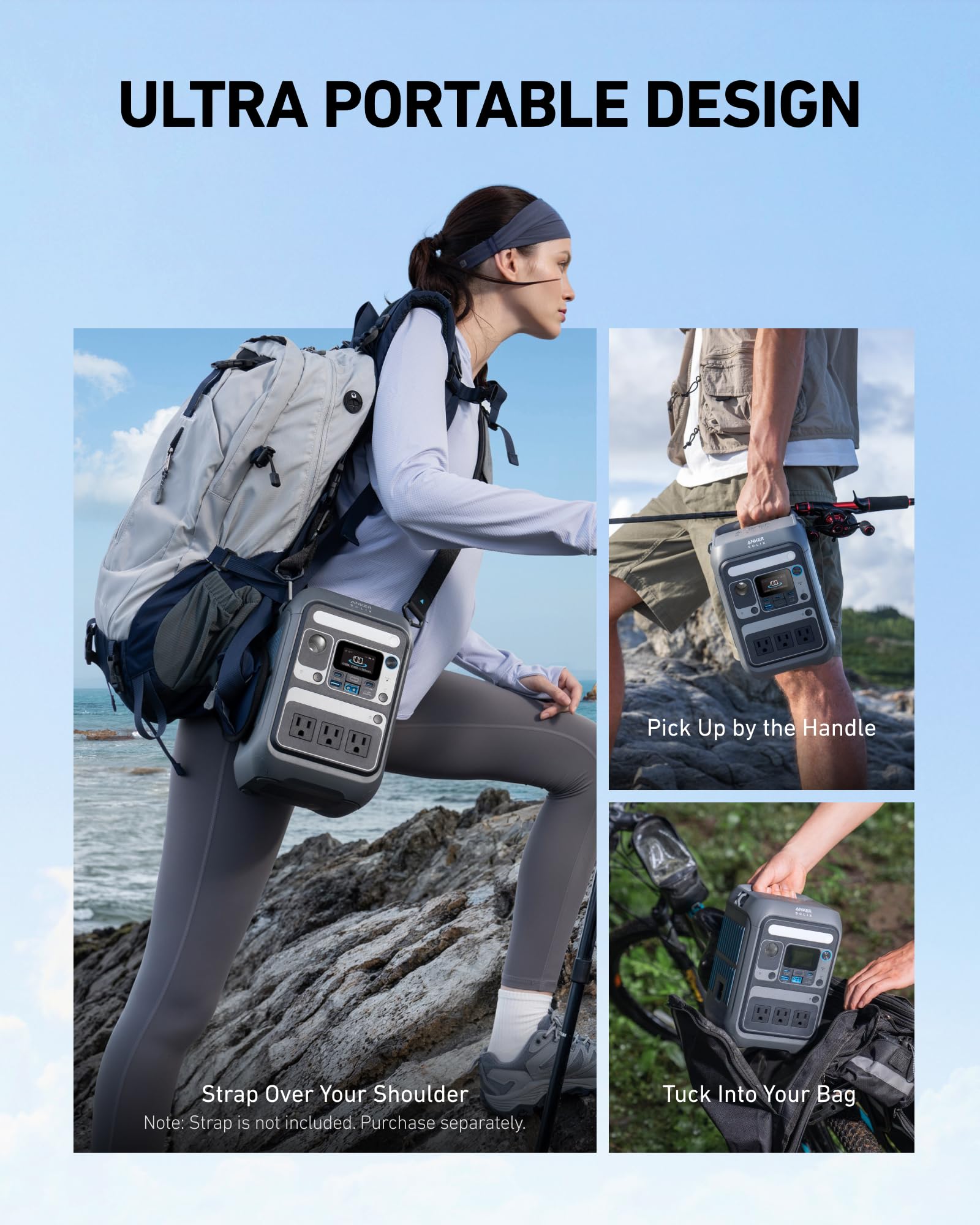 Anker Solix C300 Portable Power Station, Outdoor 288Wh Lifepo4 Battery, 300W (600W Surge) Solar Generator, 140W Two Way Fast Cha