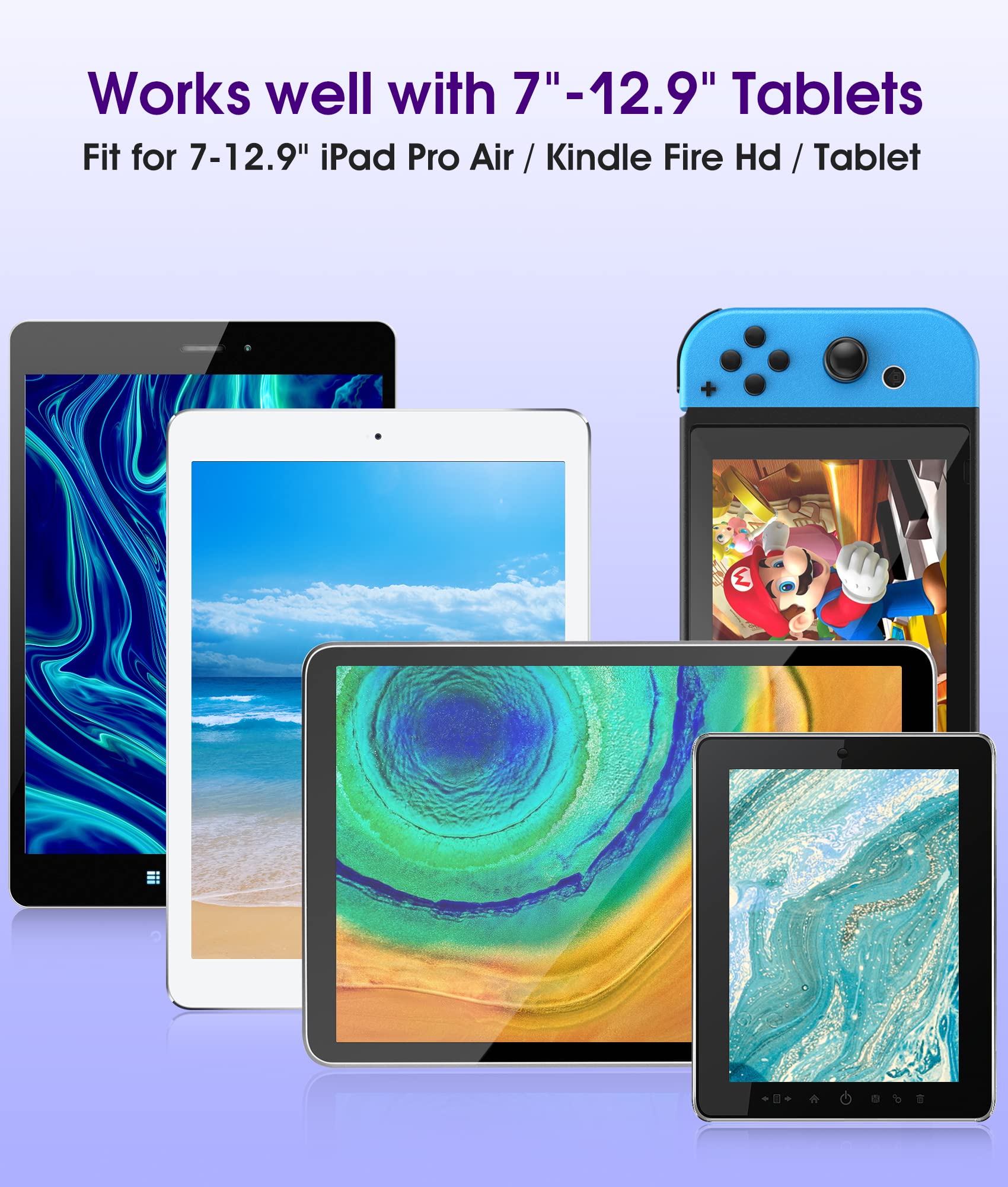 Lpoake 2 Pack Car Headrest Tablet Holder Back Seat Tablet Holder For Car Headrest Mount For Kids Fits All 7 12.9'' Tablets