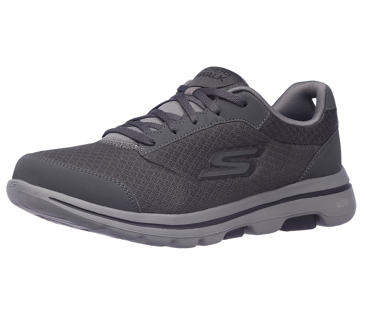 Skechers Mens Gowalk 5 Qualify   Athletic Mesh Lace Up Performance Walking Shoe Sneaker, Charcoalblack, 11 Us
