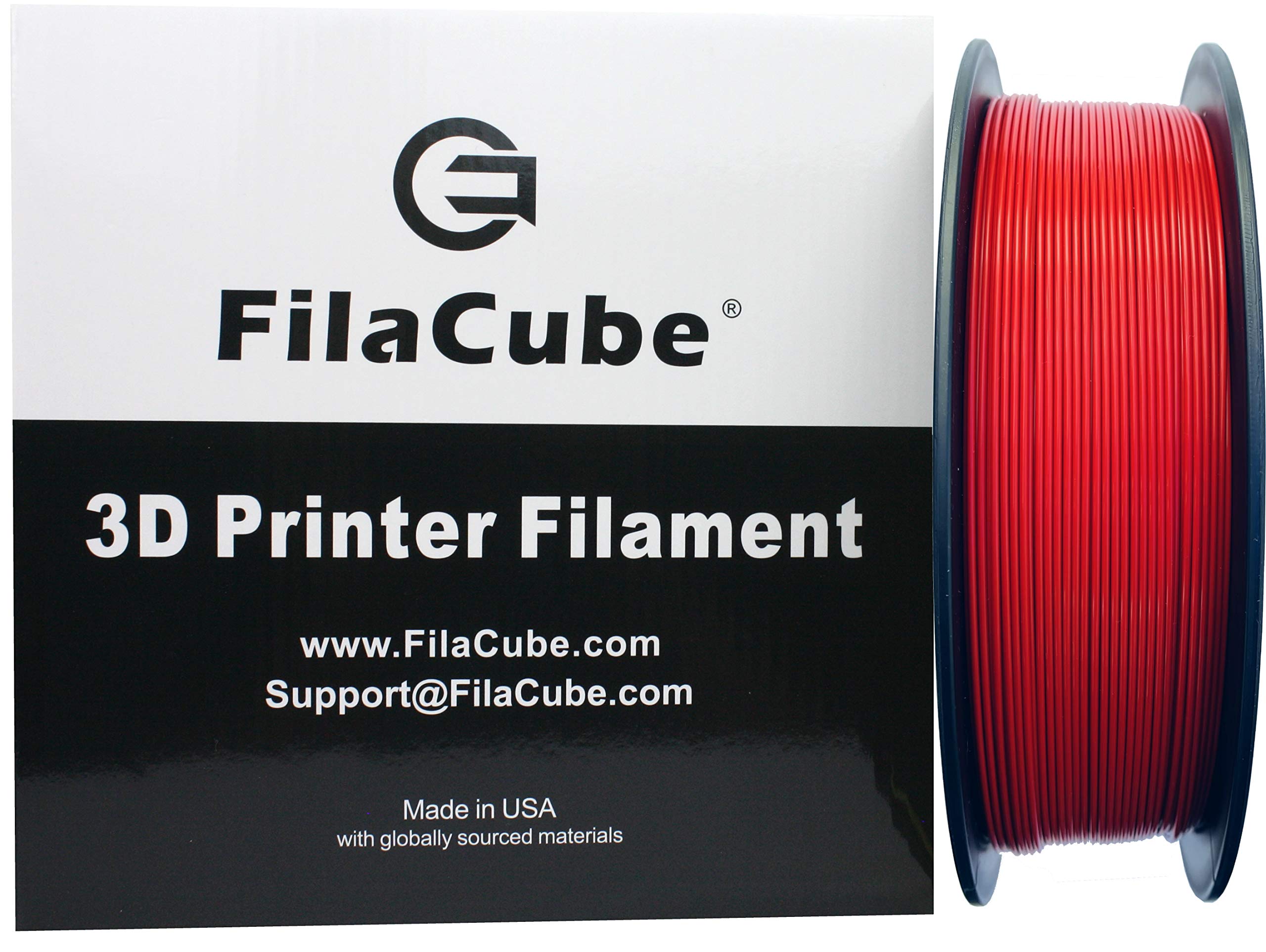 FilaCube 1.75mm 1kg Red PLA 3D Printing Filament - Made in USA for FDM FFF Printers