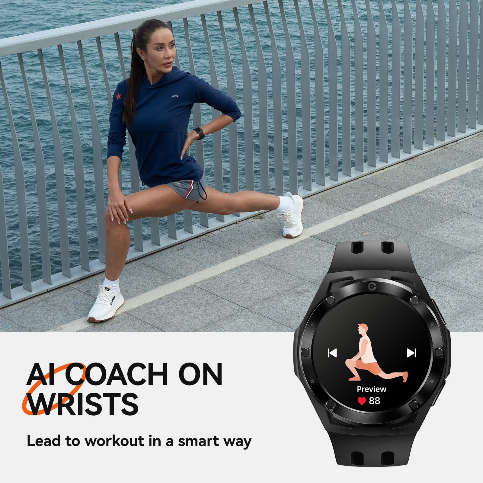 Mentech Xe1 Smartwatch, Lightweight Fitness Tracker With 1.2    Touch Screen, 110 Sport Modes, Gps, Sunlight-Visible, 5Atm Water