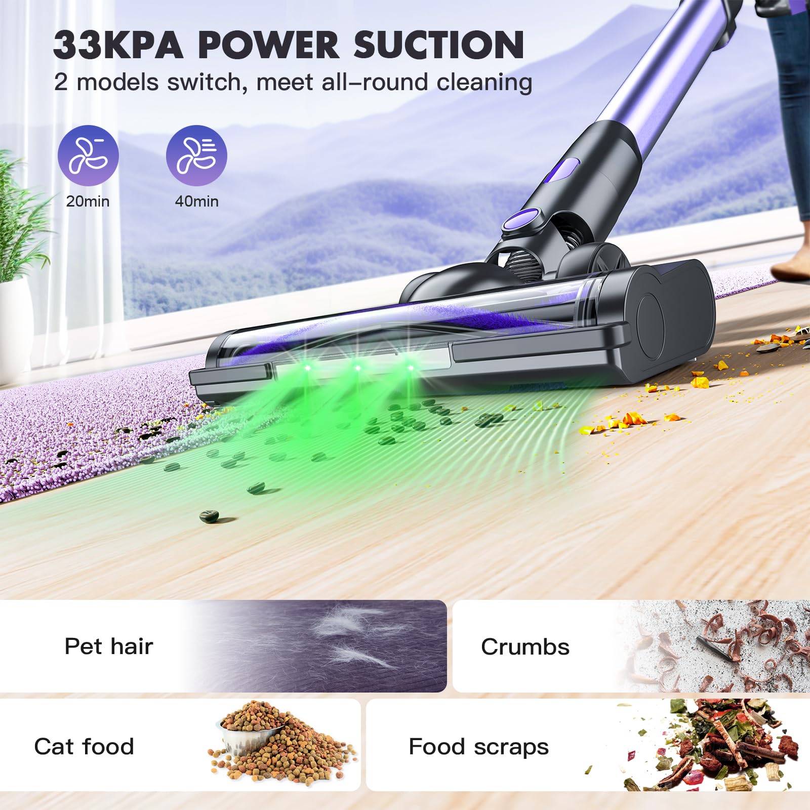 Omeser Cordless Vacuum Cleaner, Cordless Stick Vacuum Cleaner 33Kpa Powerful Suction, Recahrge Battery, 6 In 1 Lightweight And Q