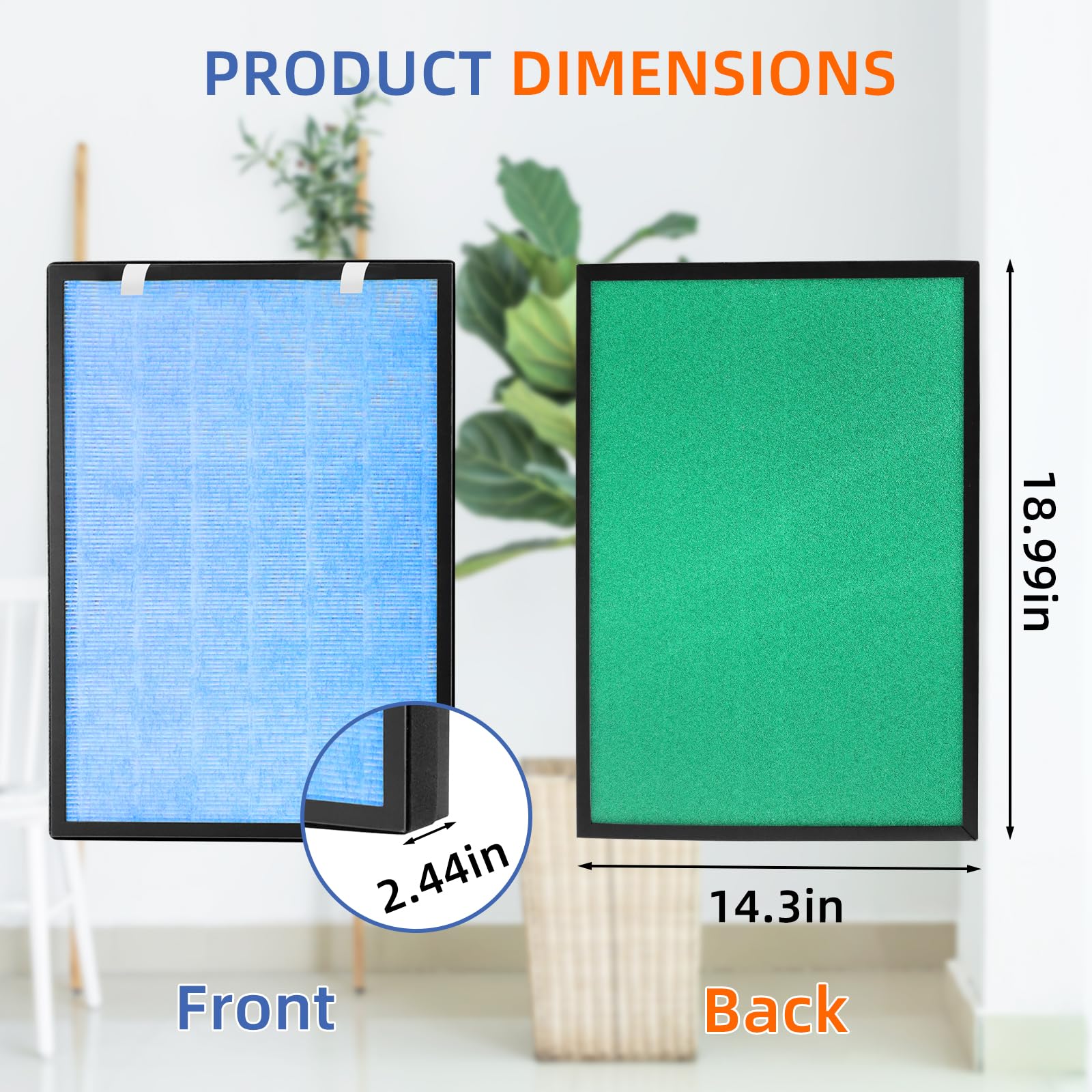 Pulluty HSP002 True HEPA Filter Replacement for Hathaspace Air Purifier, H13 with Activated Carbon, 1 Combo Set, Blue