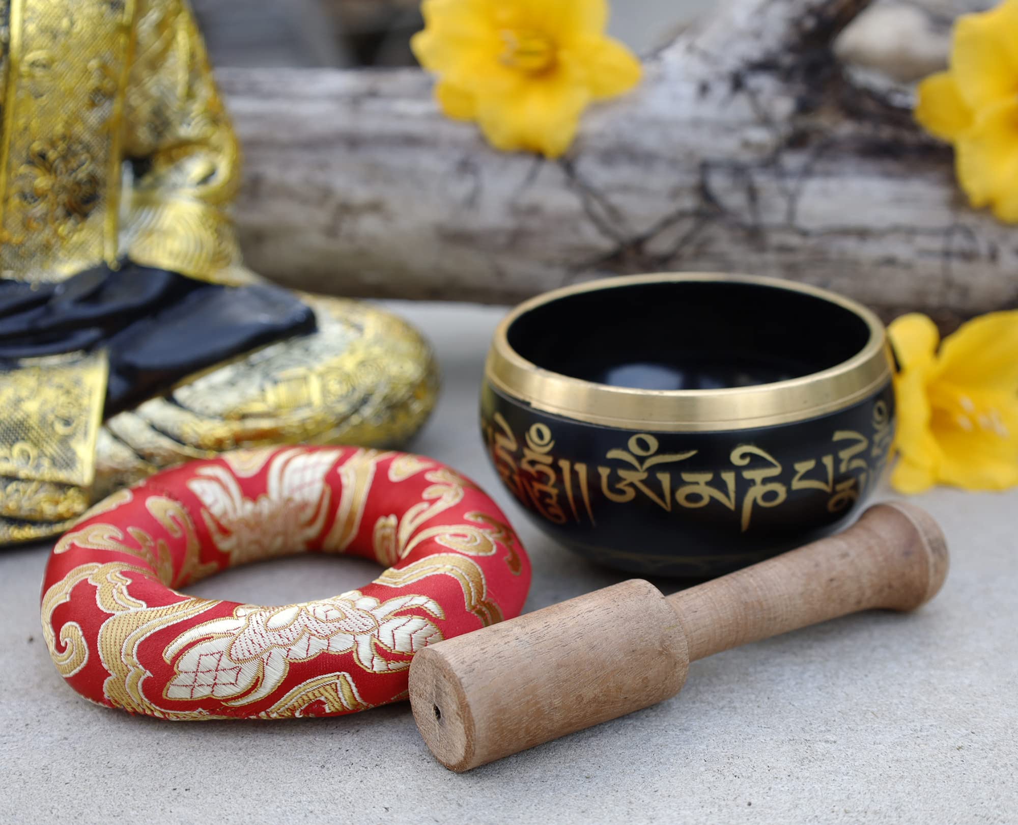 Dharmaobjects Tibetan Meditation Om Mani Padme Hum Peace Singing Bowl With Mallet