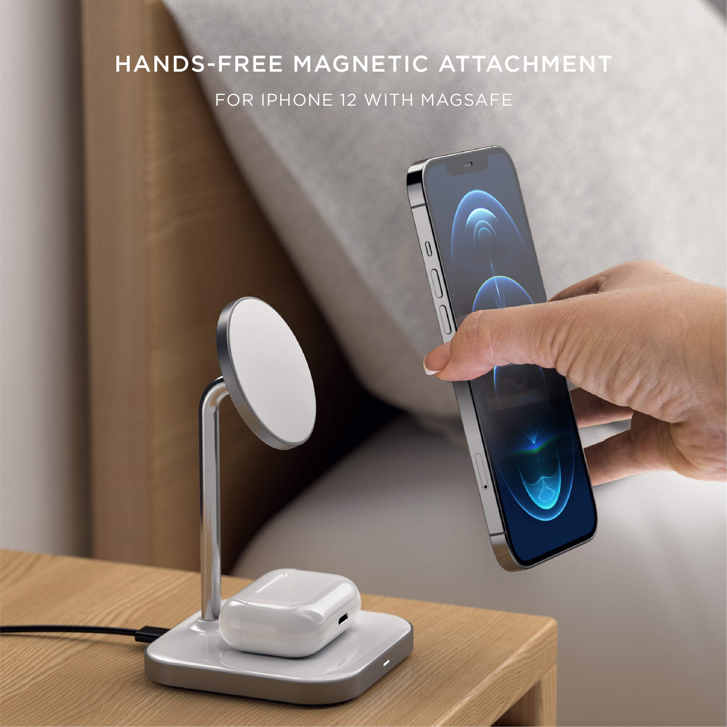 Satechi Aluminum 2 In 1 Magnetic Wireless Charging Stand   Compatible With Iphone 15 Pro Max/15 Pro/15/15 Plus, Iphone 14 Pro/14