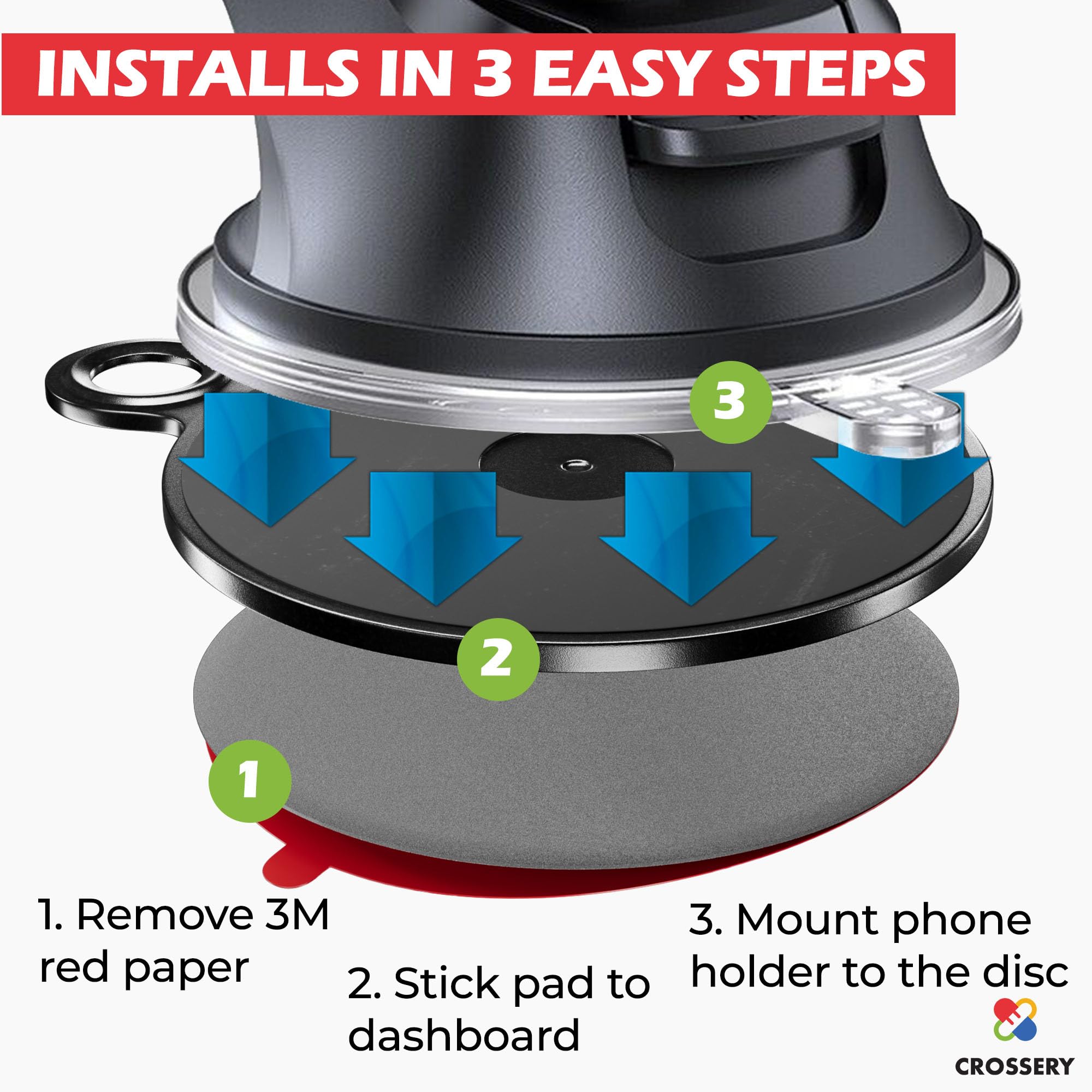 Dashboard Pad Mounting Disk For Suction Cup   3M Phone Car Mount Adhesive Replacement Pad   Ultra Sticky Adhesive Disc For Dash Cam, Fit For Garmin, Tomtom Gps & Iottie Car Mount   75Mm 3 Pack