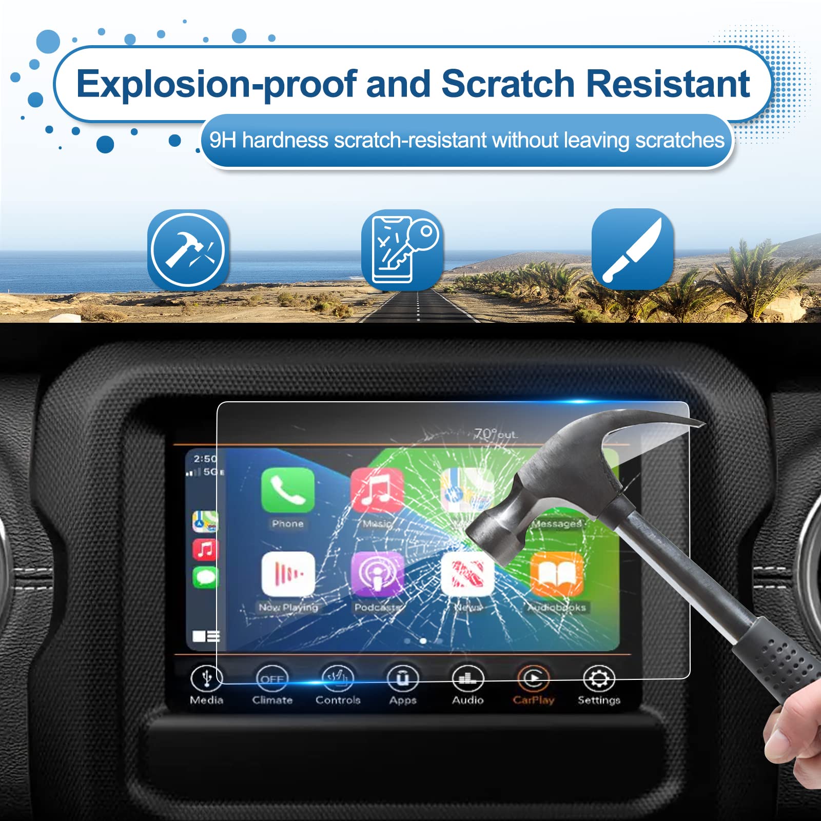 Coleya 2018 2022 2023 Wrangler Screen Protector For Jeep Wrangler 7 Inch Touch Screen, 2023 J Eep Wrangler Jl Tempered Glass 202