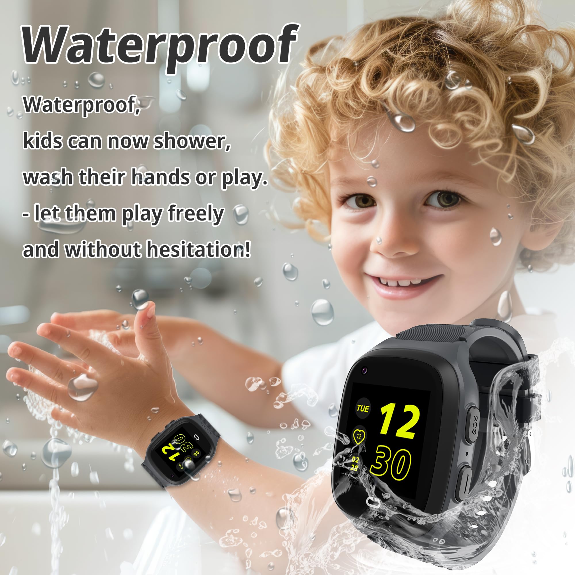 4G Kids Smart Watch Boys With Gps Tracker, Smart Cell Phone Watch For Kids Age 5-12, Video Calling Sos Call Voice Chat Alarm Clo