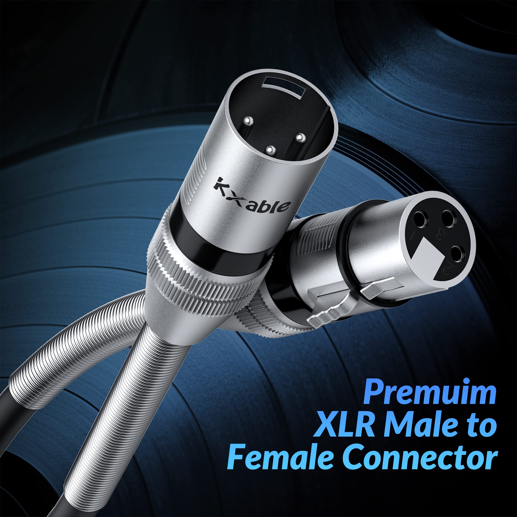 Xlr To Xlr Cable 50 Feet, Premium Xlr Microphone Cable, Long Heavy Duty 22Awg Ofc Xlr Male To Female Cord, 3 Pin Shielded Mic Sp