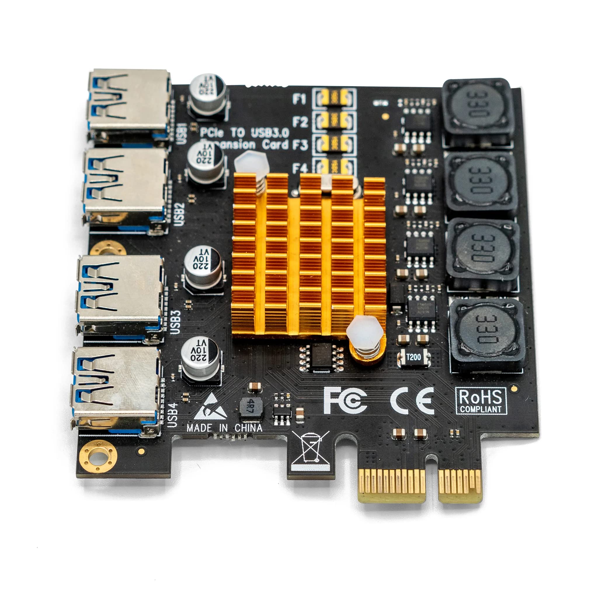 Pci E To Usb 3.0 4 Port Expansion Card, Internal Converter Pci Express Expansion Card For Desktop Pc Card, Support Casaos, Windo