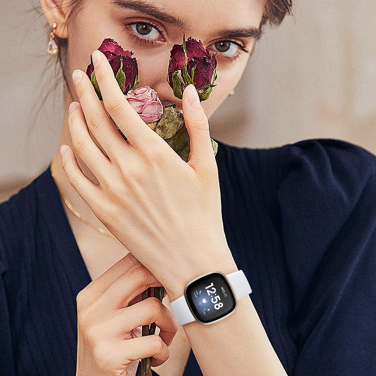 Dirrelo Compatible With Fitbit Versa 3/4 Sense 2 Bands For Women, Soft Replacement Sport Strap Band For Smart Watch (Small, Blac