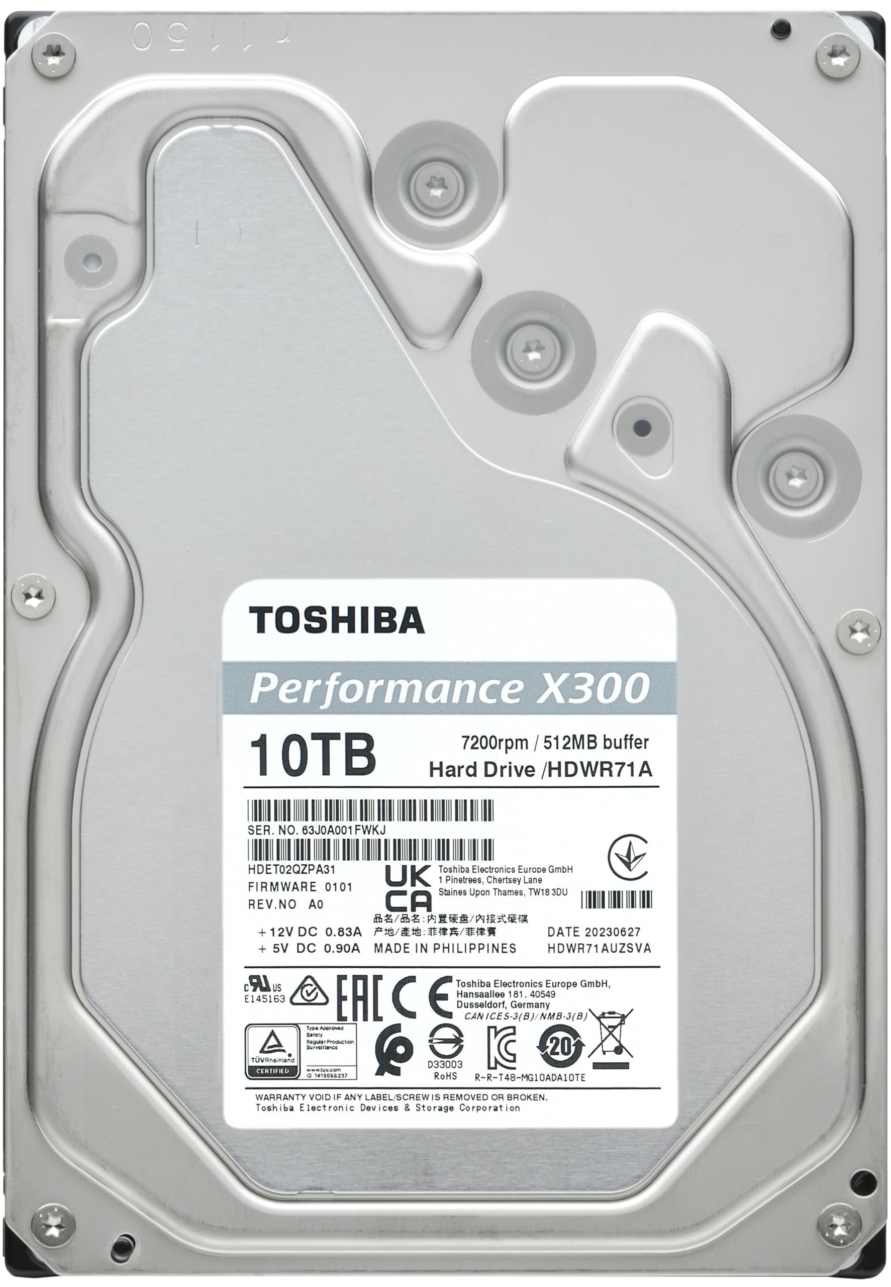 Toshiba X300 10Tb Performance & Gaming 3.5 Inch Internal Hard Drive   Cmr Sata 6 Gb/S 7200 Rpm 512 Mb Cache   Hdwr71Axzsta